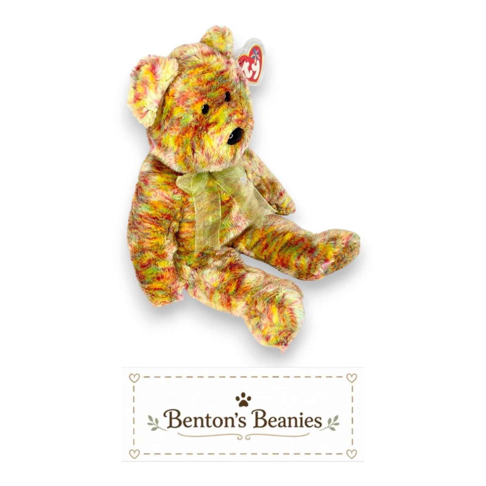 Speckles Bear Ty Beanie Buddy | Rainbow Swirl Sweetheart | Mint Heart Tag