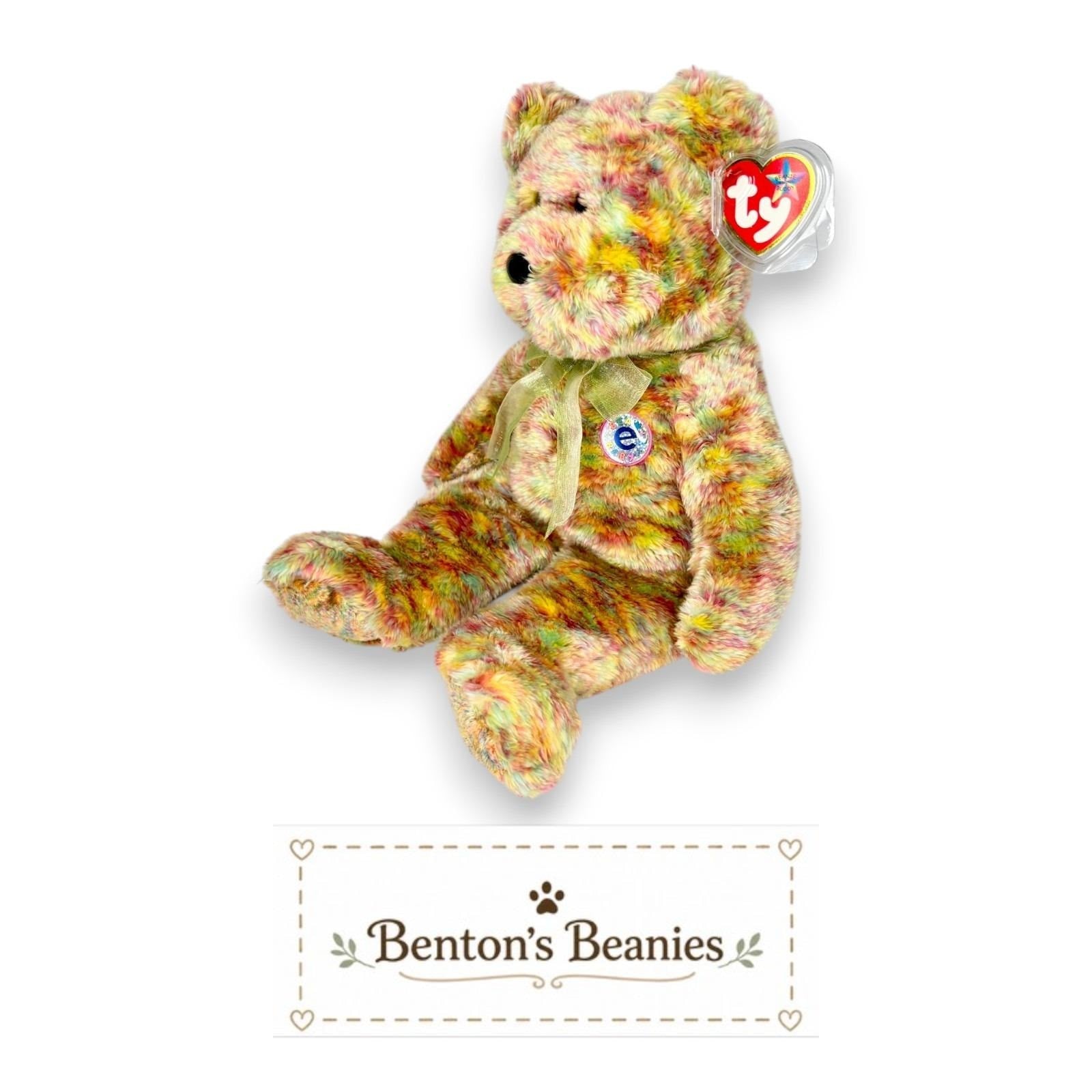 Speckles Bear Ty Beanie Buddy | Rainbow Swirl Sweetheart | Mint Heart Tag