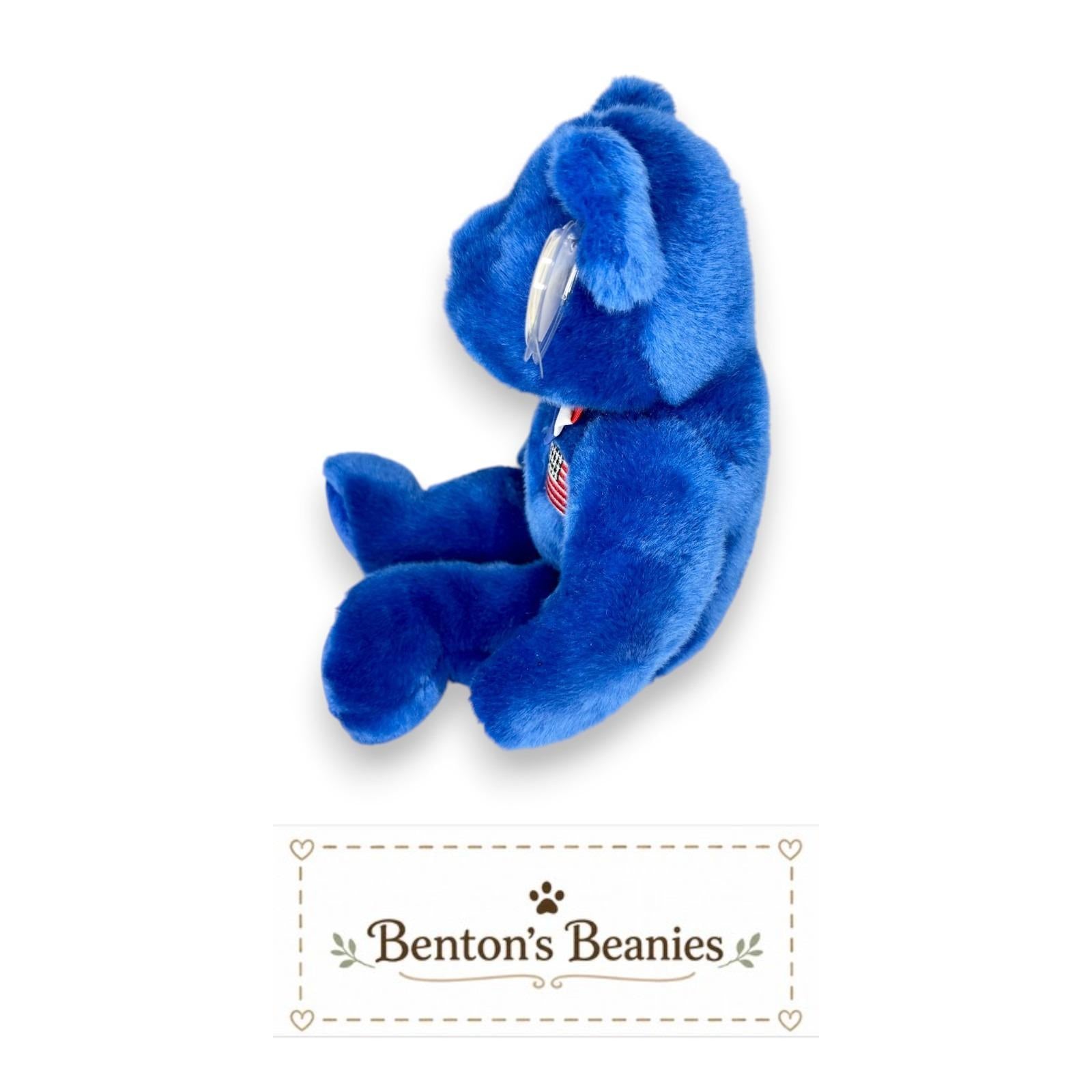 John the Bear Ty Beanie Buddy | Patriotic Pride Bear | Mint Heart Tag