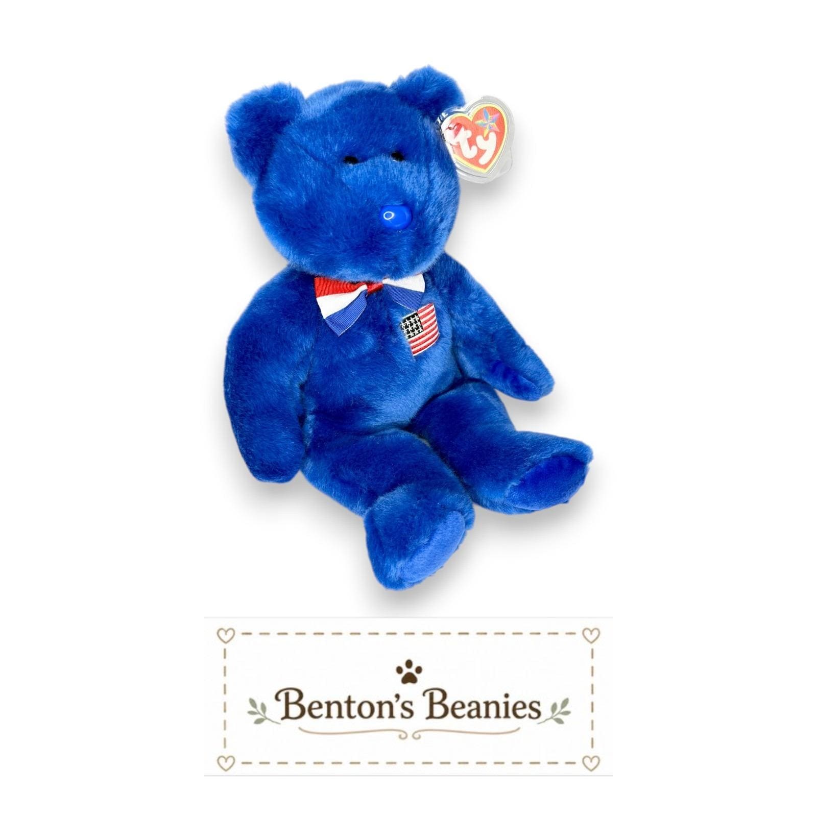 John the Bear Ty Beanie Buddy | Patriotic Pride Bear | Mint Heart Tag