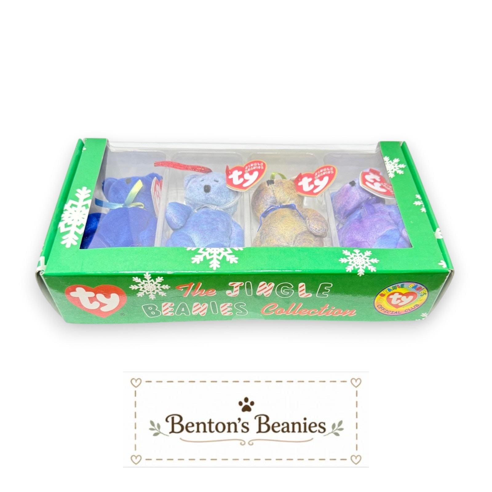 TY Holiday Jingle Beanies Gift Box | Festive Bear Quartet | Mint Heart Tags