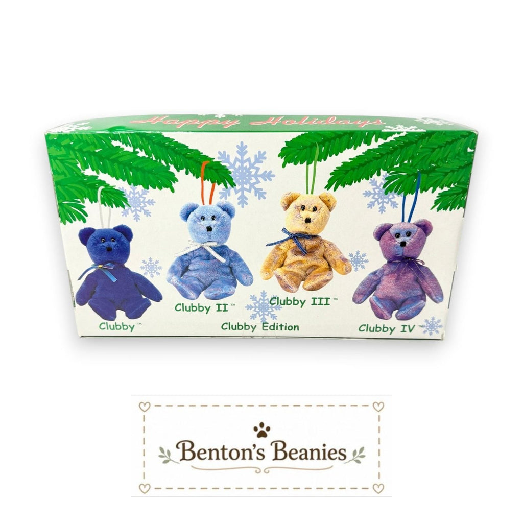 TY Holiday Jingle Beanies Gift Box | Festive Bear Quartet | Mint Heart Tags