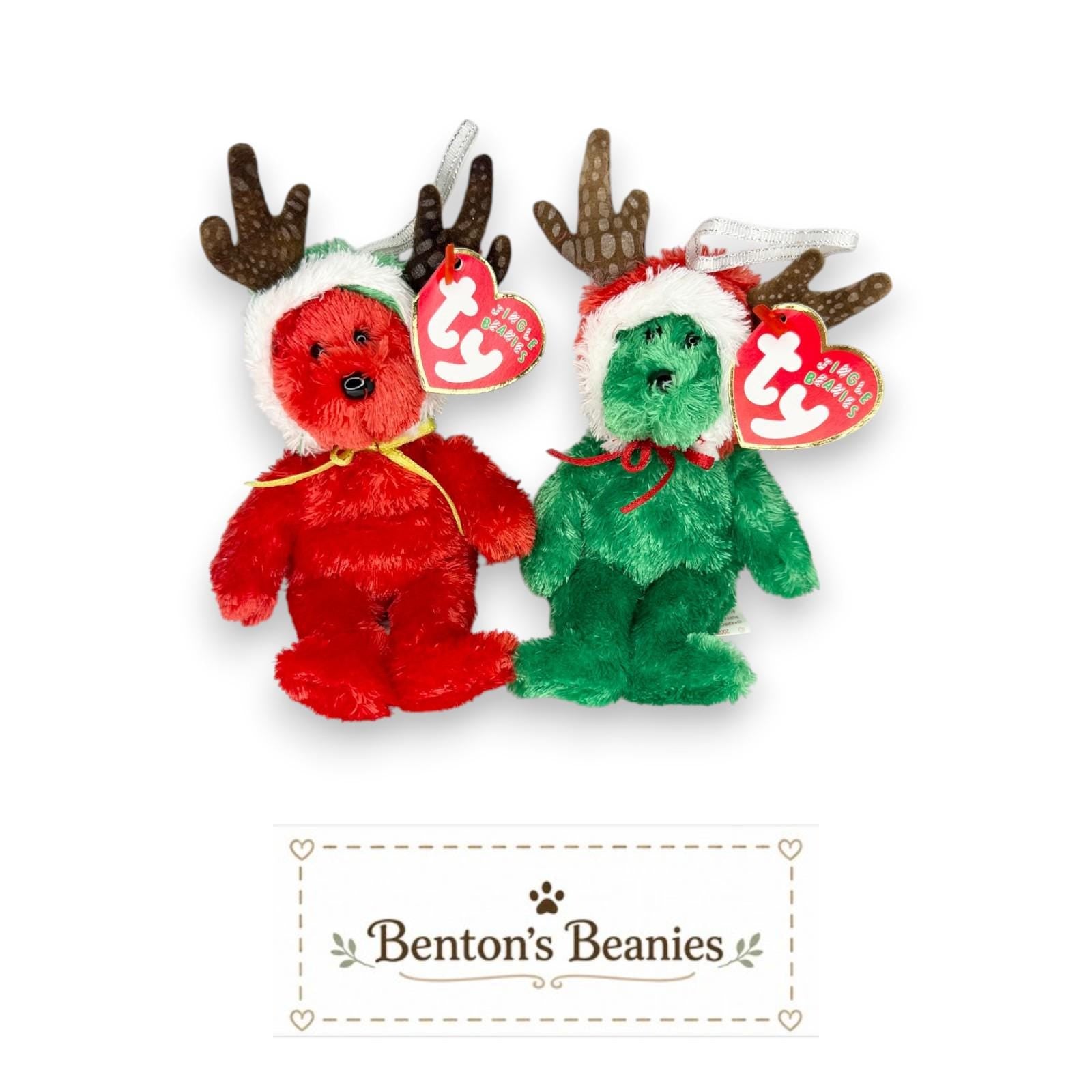 TY Holiday Teddy Jingle Beanies Collection | Christmas Ornament Bears | Mint Heart Tags
