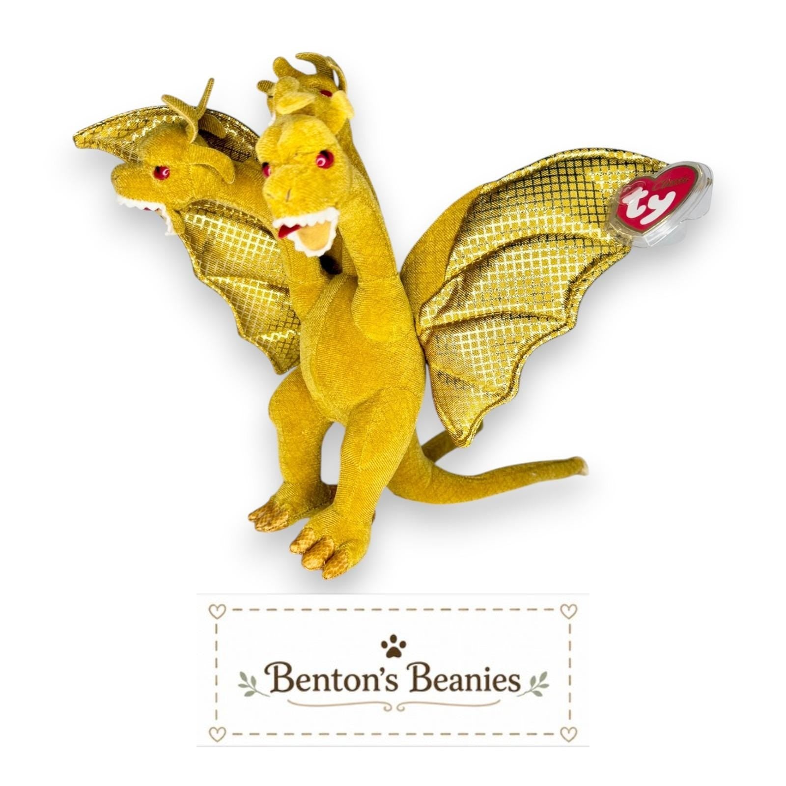 King Ghidorah Ty Classic | Golden Three-Headed Guardian | Mint Heart Tag