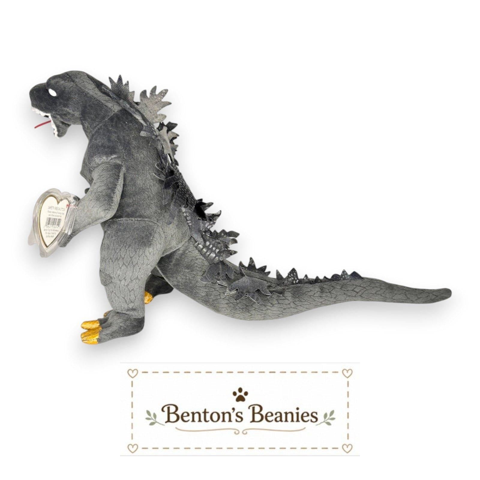 Godzilla Rare White Eyes Ty Classic | Fearsome Kaiju Legend | Mint Heart Tag