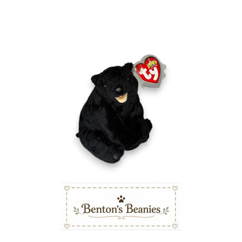Cinder the Blackbear TY Beanie Baby | Mint Heart & Tush Tag