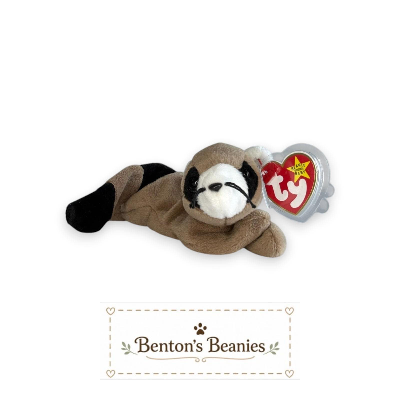 Ringo the Raccoon TY Beanie Baby | Mint Heart & Tush Tag