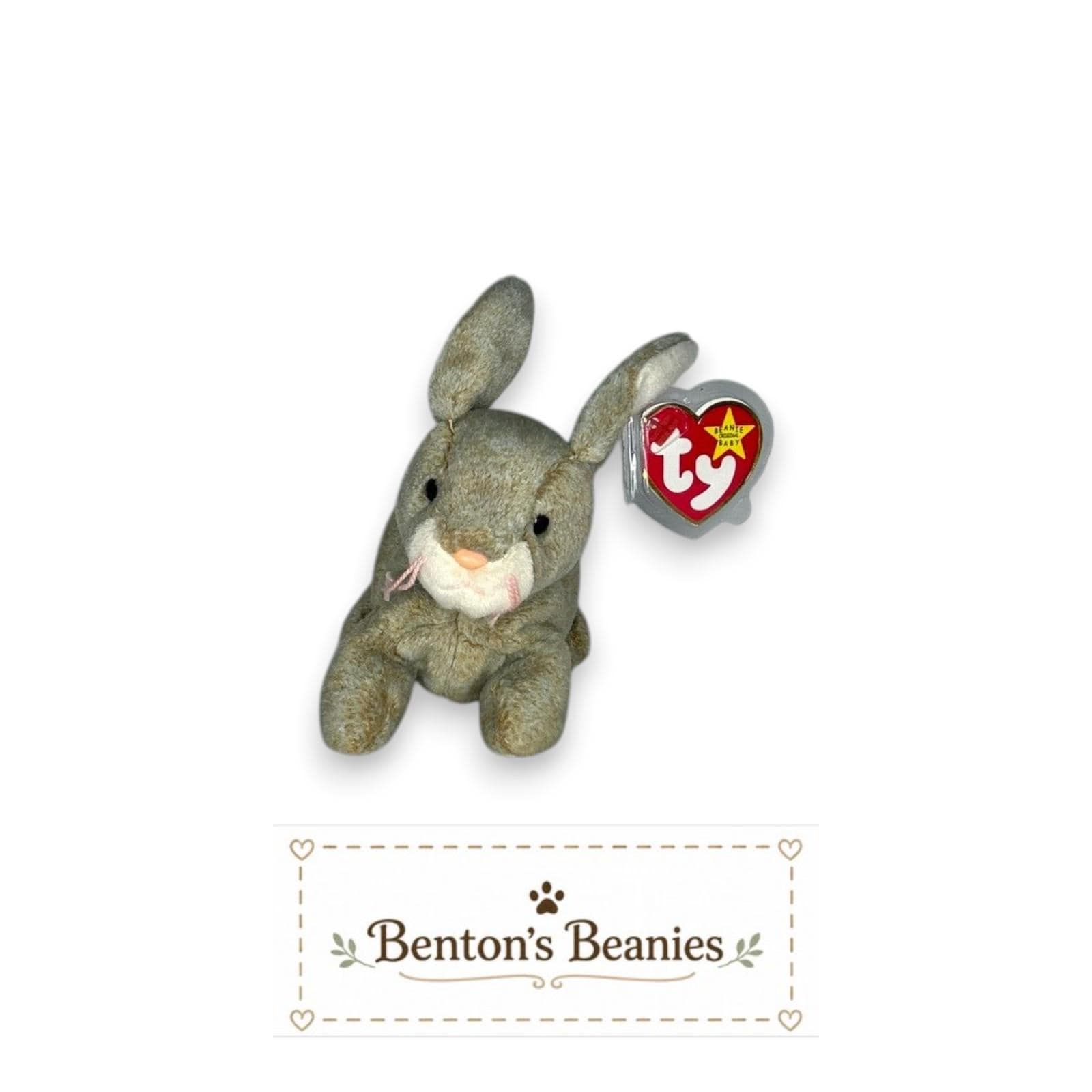Nibbly the Rabbit TY Beanie Baby | Mint Heart & Tush Tag