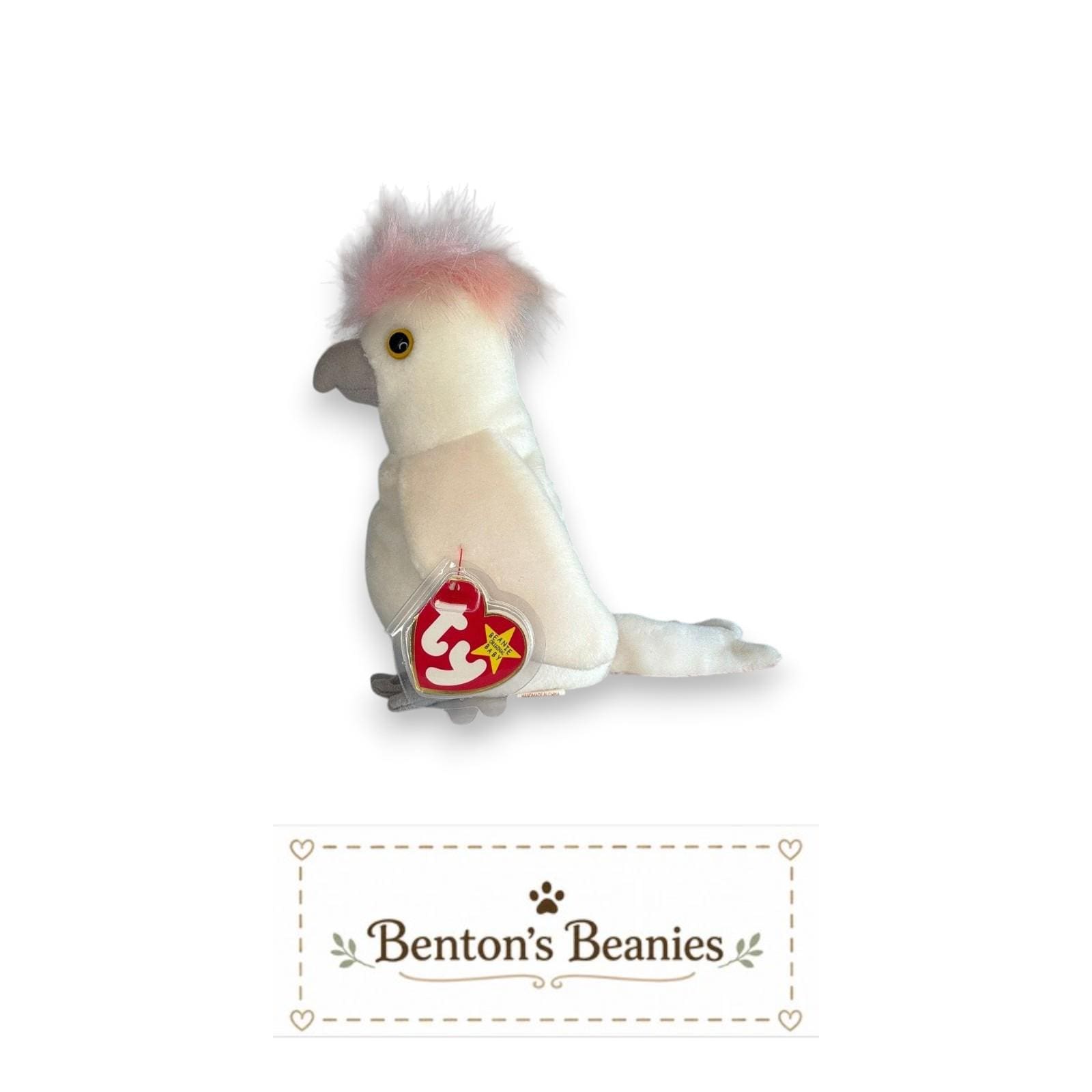 Kuku the Cockatoo TY Beanie Baby | Mint Heart & Tush Tag