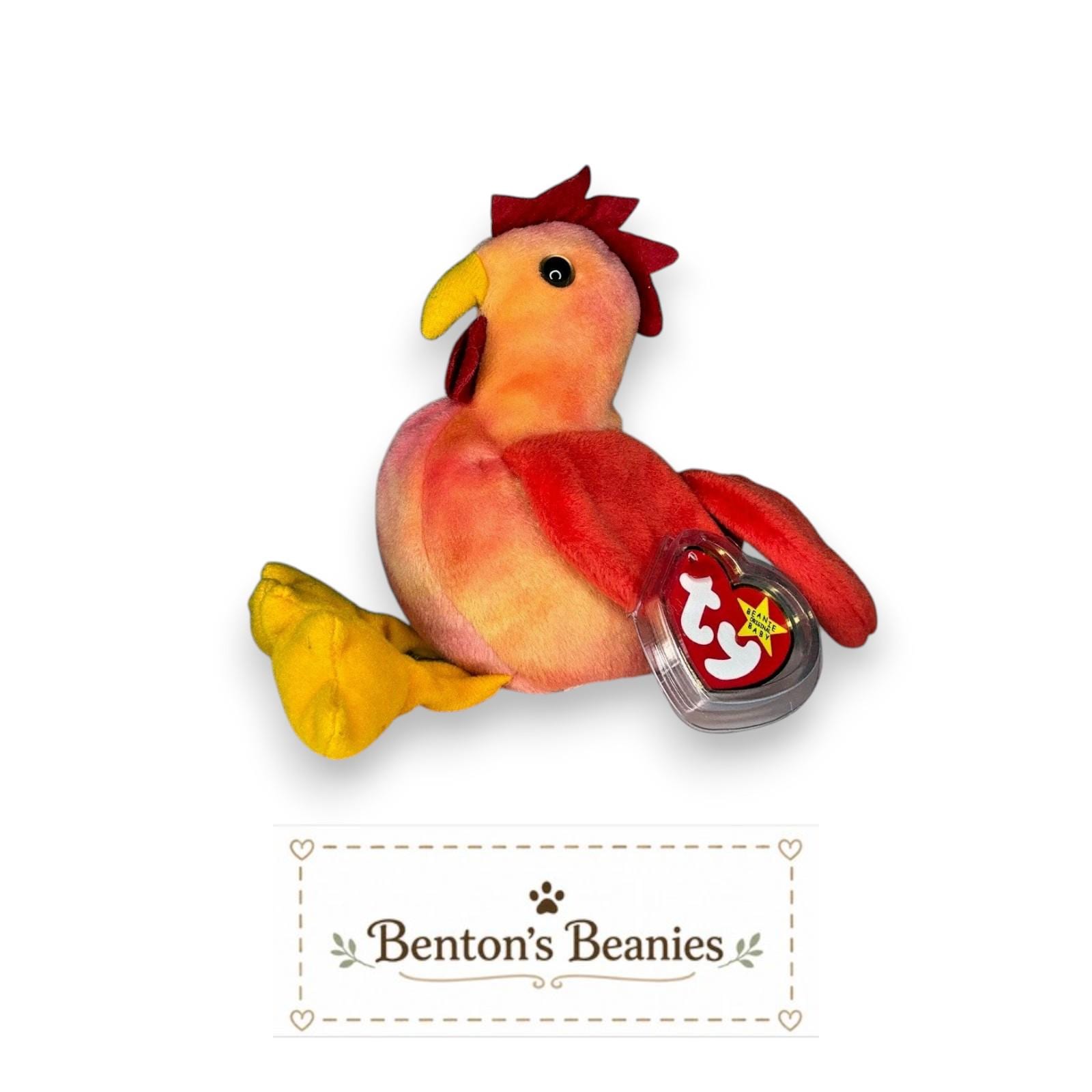 Strut the Rooster TY Beanie Baby | Mint Heart & Tush Tag
