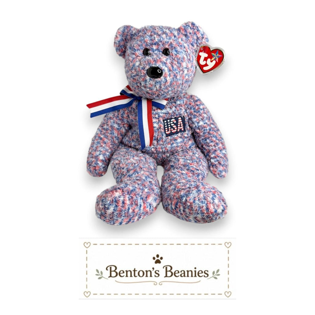 USA the Bear TY Beanie Buddies | Mint Heart & Tush Tags