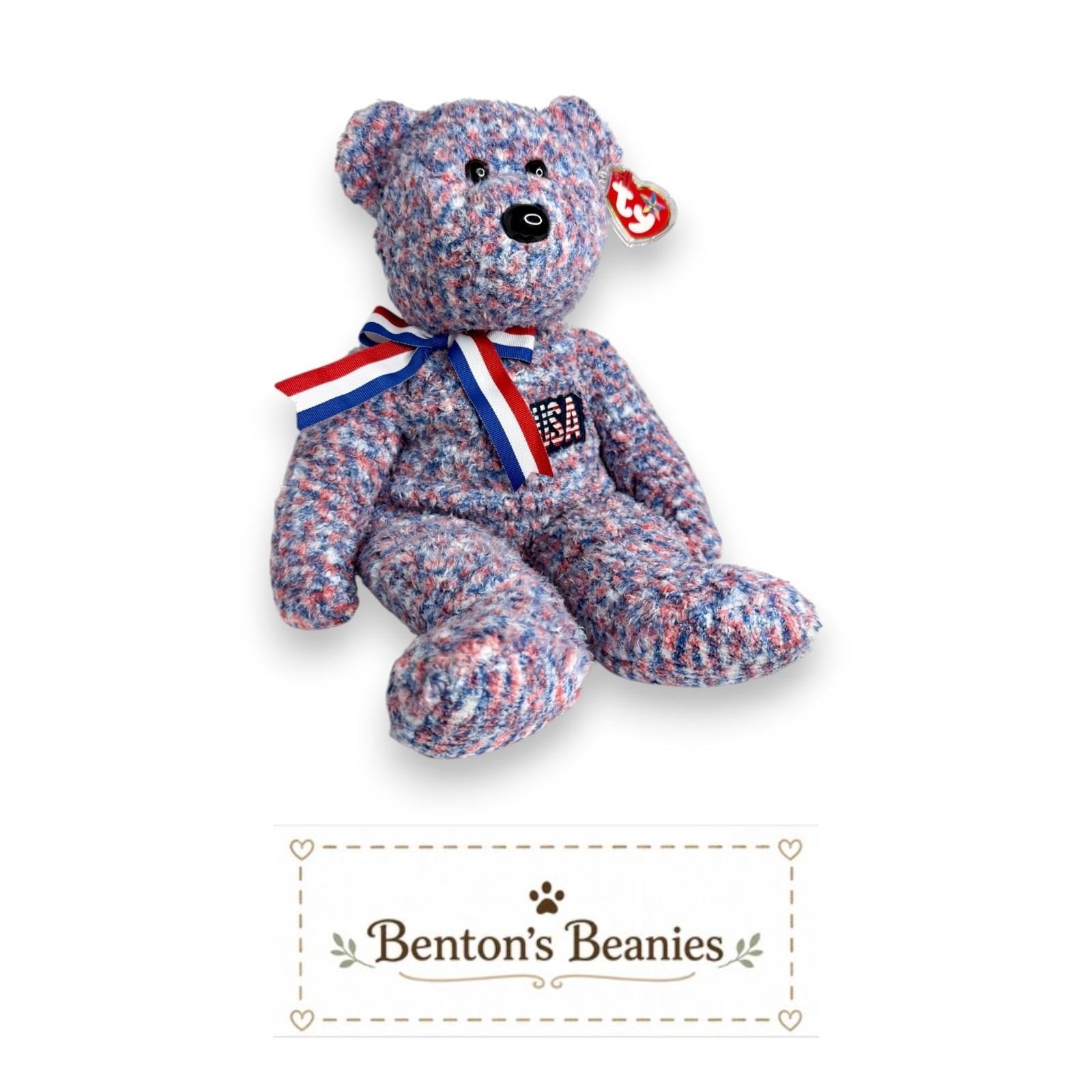 USA the Bear TY Beanie Buddies | Mint Heart & Tush Tags