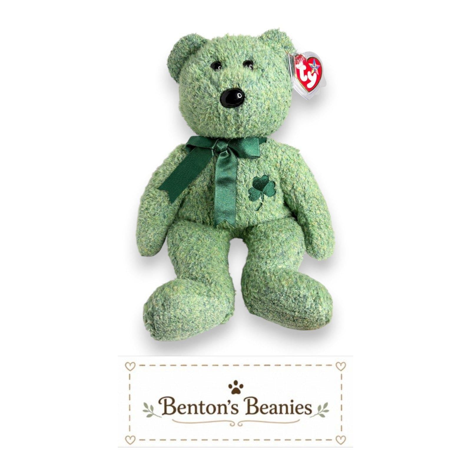 Shamrock the Bear TY Beanie Buddies | Mint Heart & Tush Tags