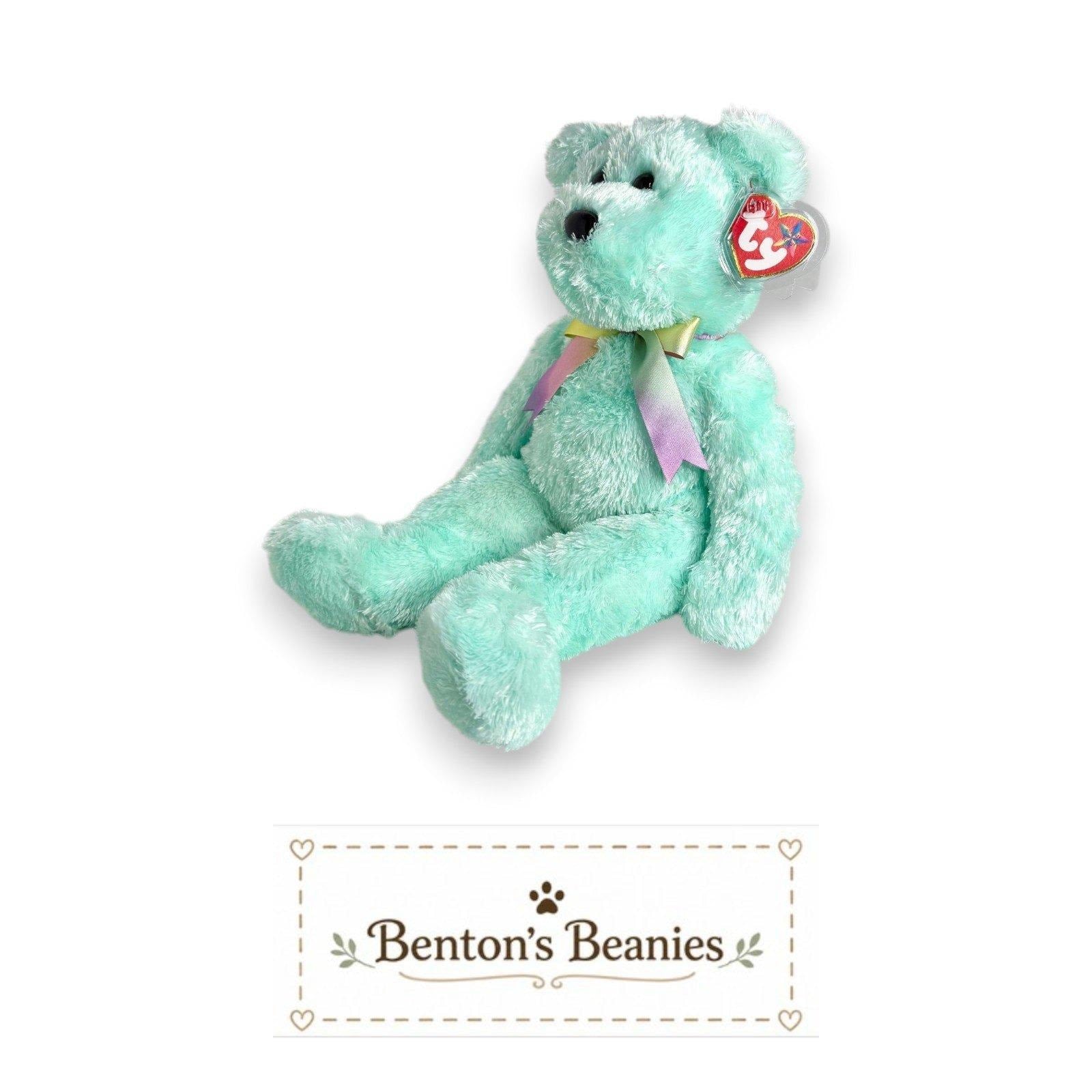 Green Sherbet Bear TY Beanie Buddies | Mint Heart & Tush Tags