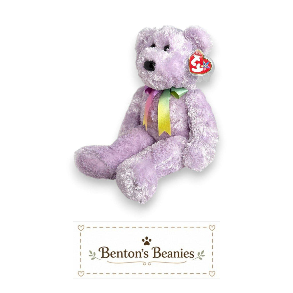 Purple Sherbet Bear TY Beanie Buddies | Mint Heart & Tush Tags