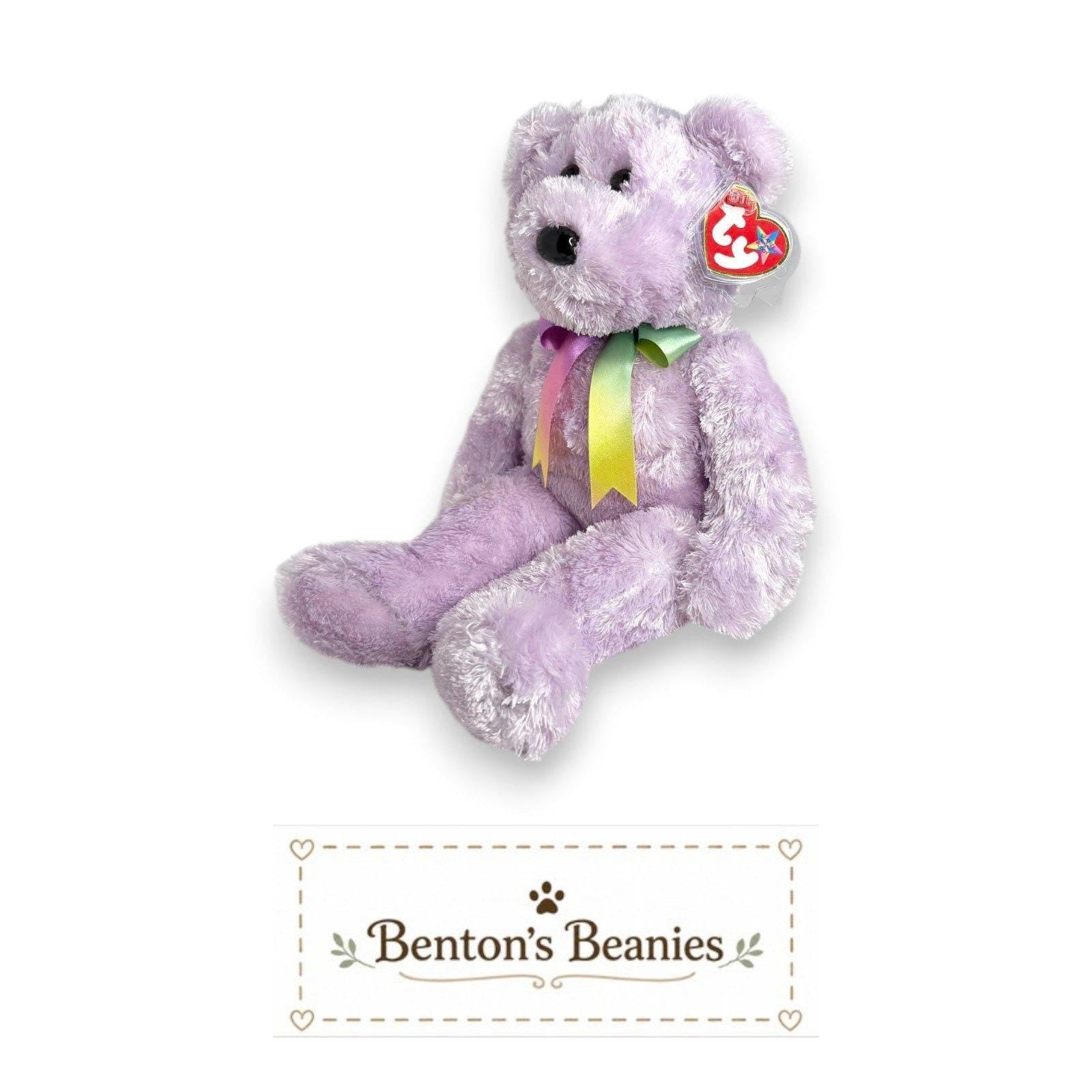 Purple Sherbet Bear TY Beanie Buddies | Mint Heart & Tush Tags