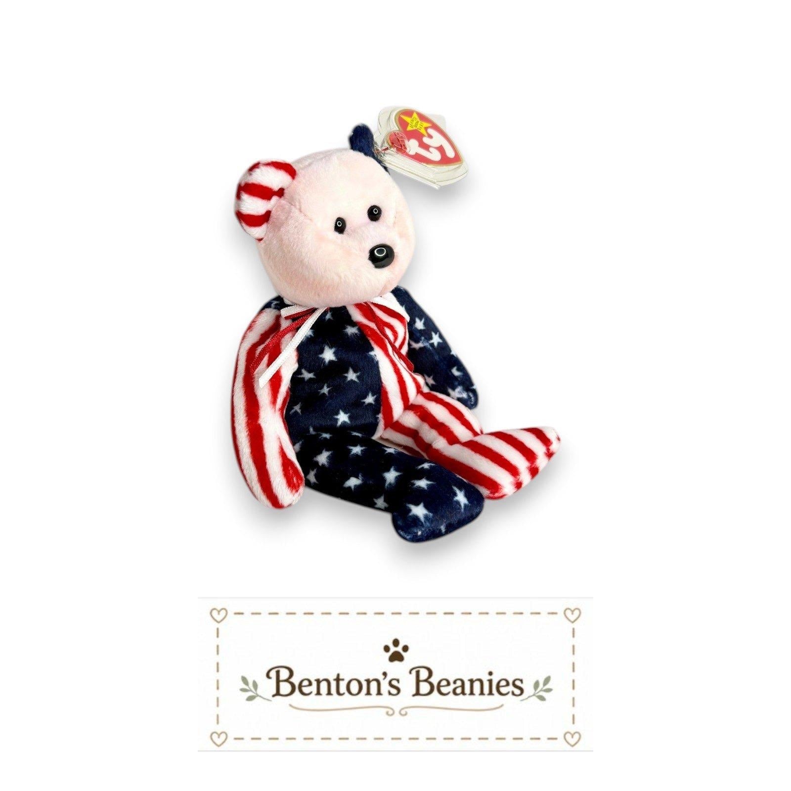 Spangle the Red Bear TY Beanie Baby | Mint Heart & Tush Tag