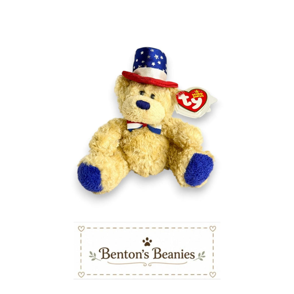Independence the Bear TY Beanie Baby | Mint Heart & Tush Tags