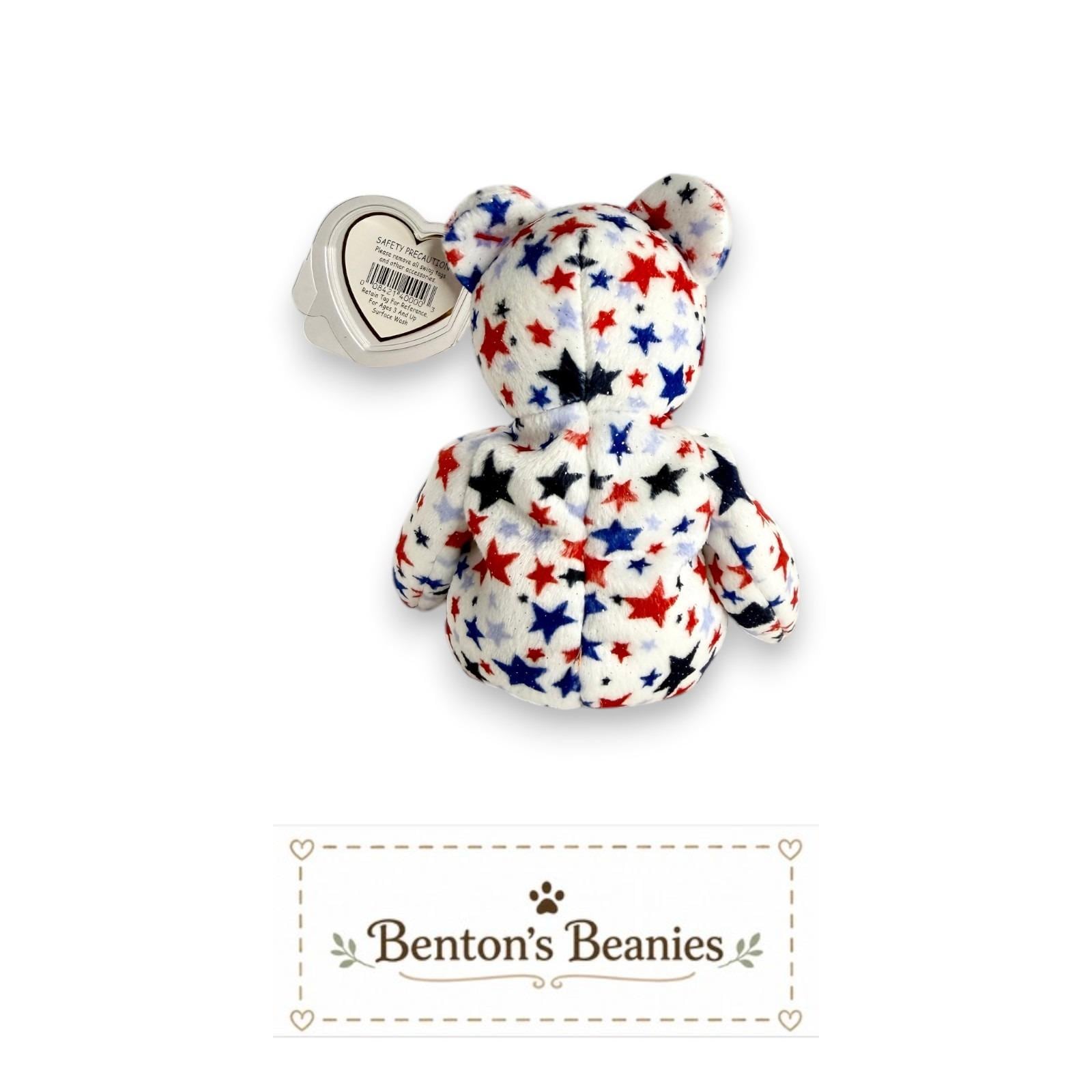 Red White & Blue the Bear TY Beanie Baby | Mint Heart Tush Tags