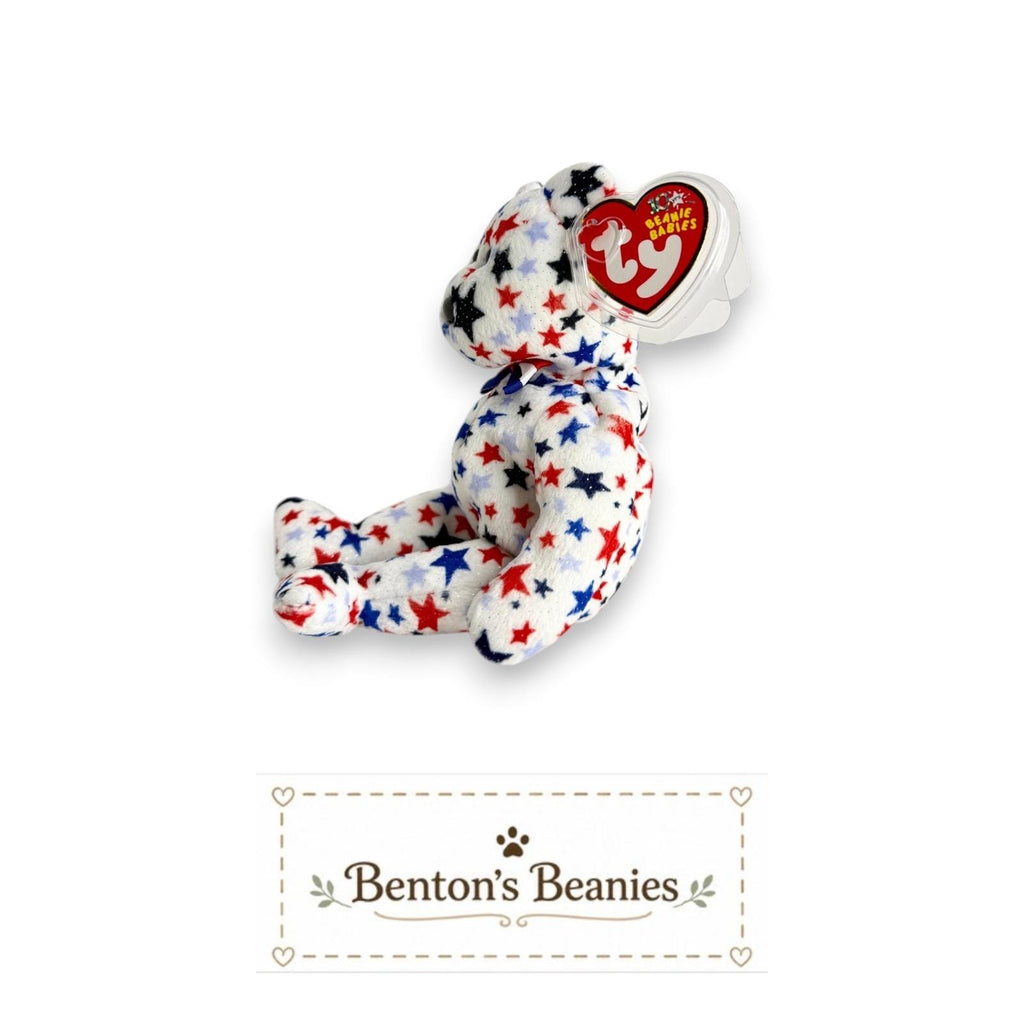 Red White & Blue the Bear TY Beanie Baby | Mint Heart Tush Tags