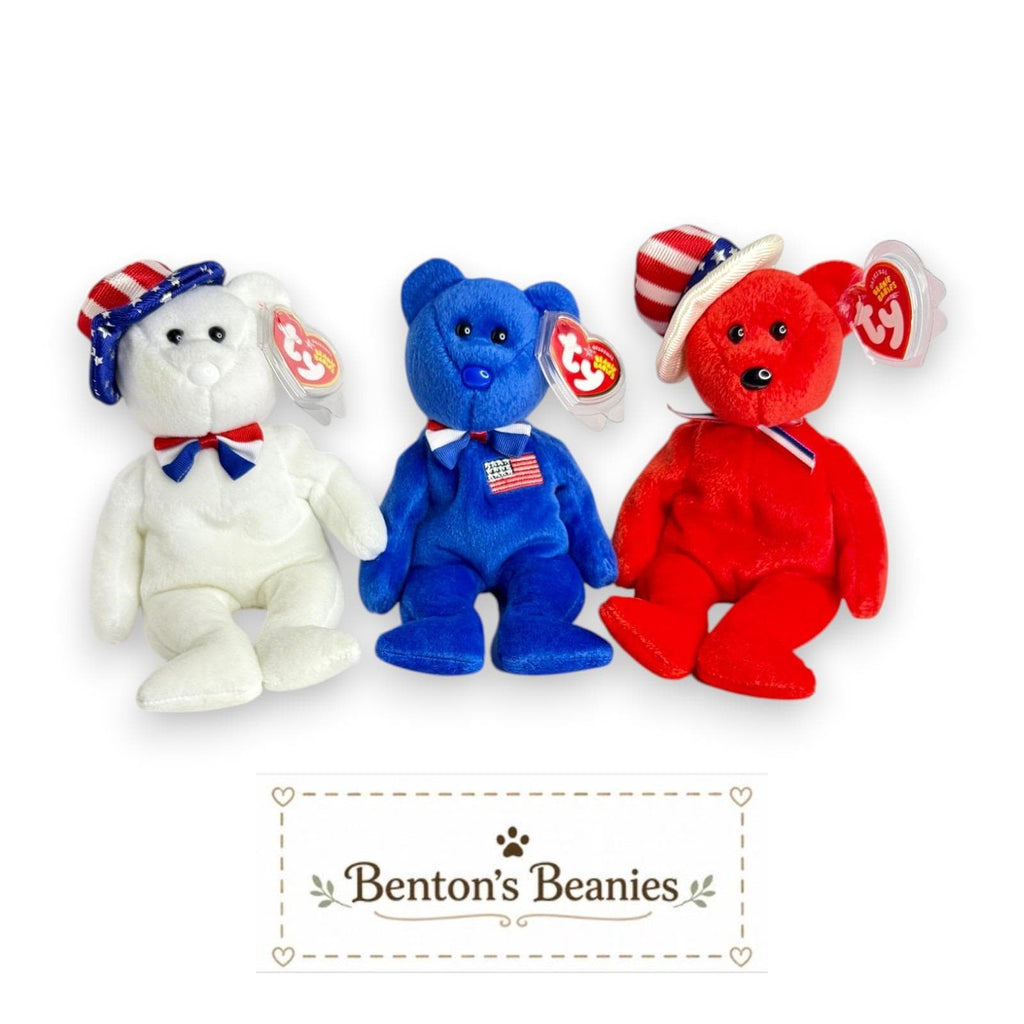 Benjamin, John, & Sam the Bears TY Beanie Babies | Mint Tags