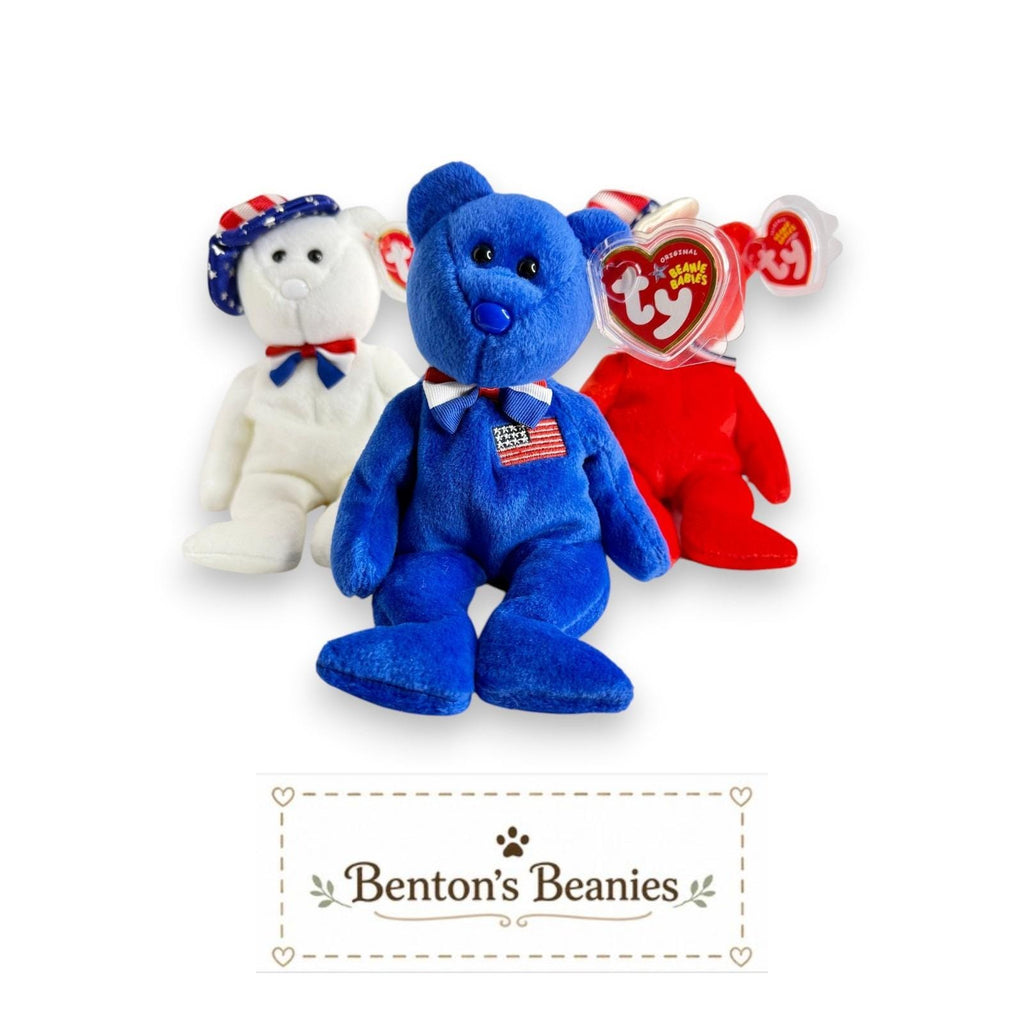Benjamin, John, & Sam the Bears TY Beanie Babies | Mint Tags