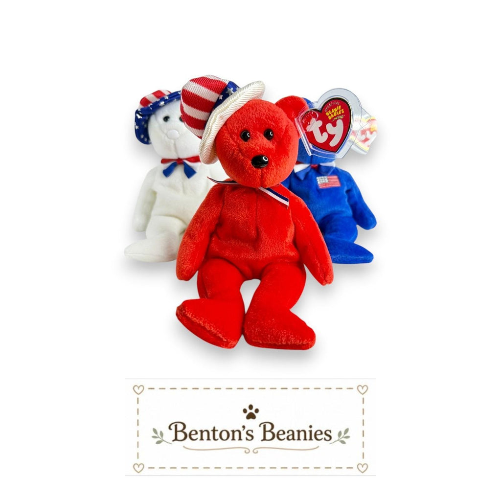 Benjamin, John, & Sam the Bears TY Beanie Babies | Mint Tags