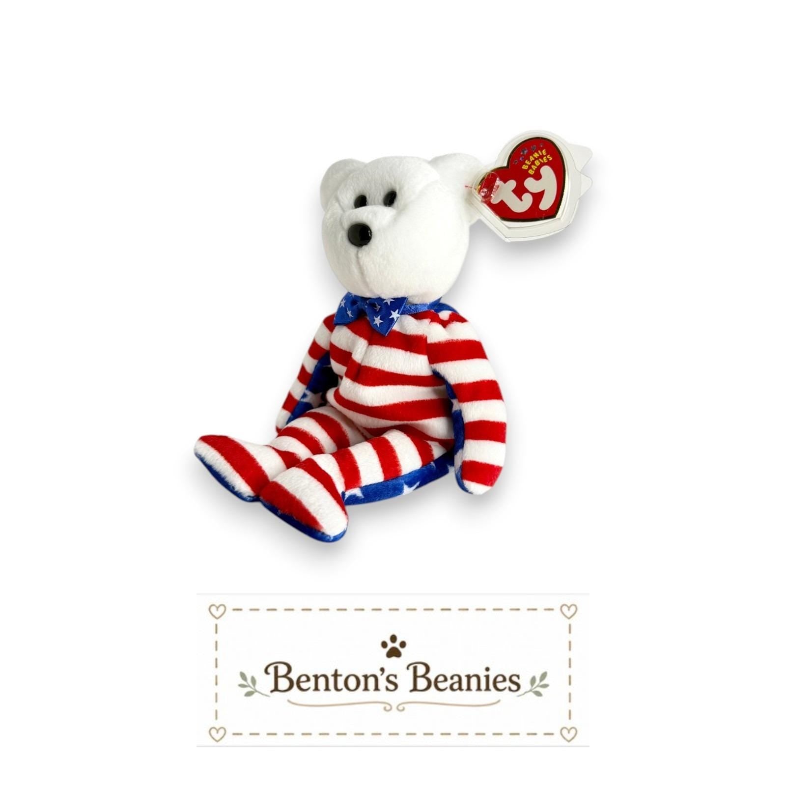 Liberty the Bear TY Beanie Baby | Mint Heart & Tush Tags