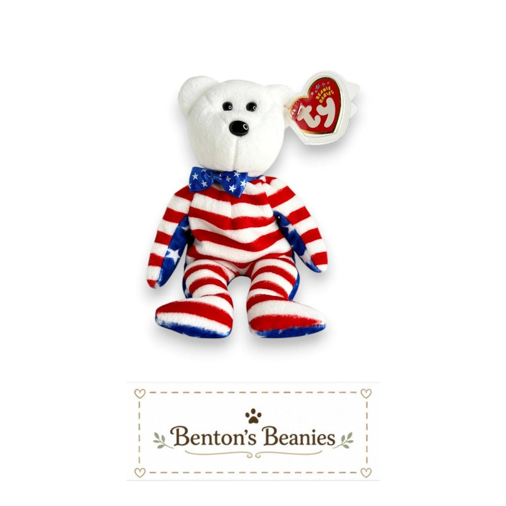 Liberty the Bear TY Beanie Baby | Mint Heart & Tush Tags