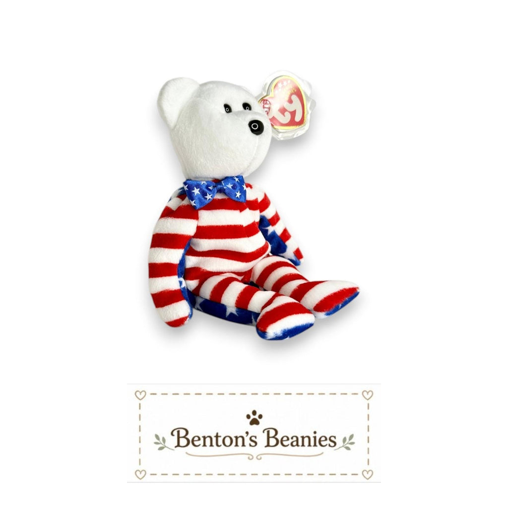 Liberty the Bear TY Beanie Baby | Mint Heart & Tush Tags