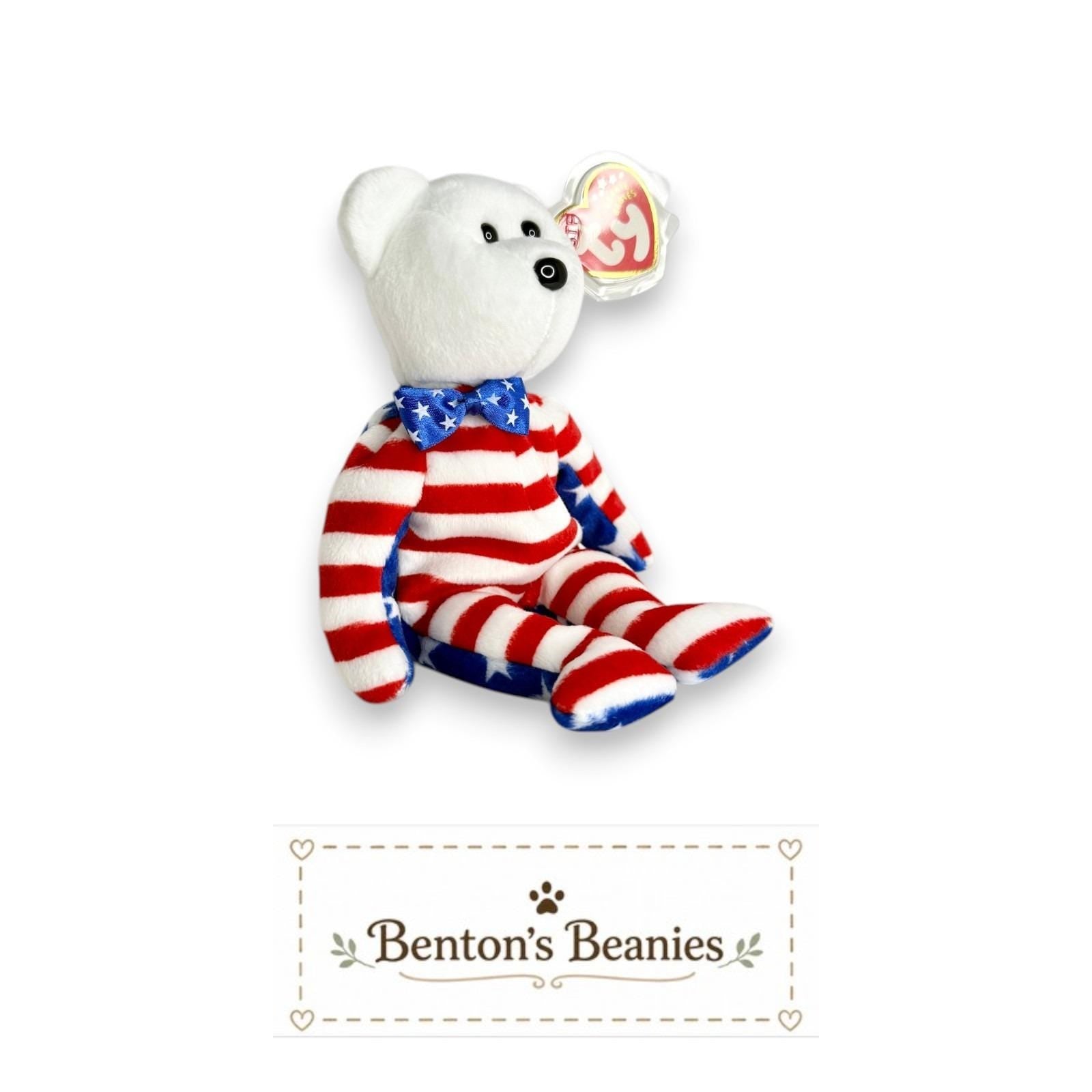 Liberty the Bear TY Beanie Baby | Mint Heart & Tush Tags