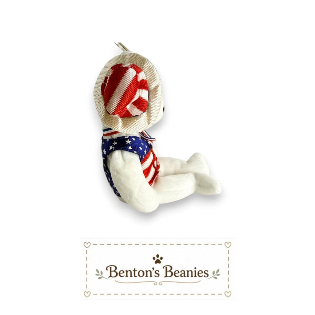 Sam the Patriotic Bear TY Beanie Baby | Mint Heart & Tush Tags