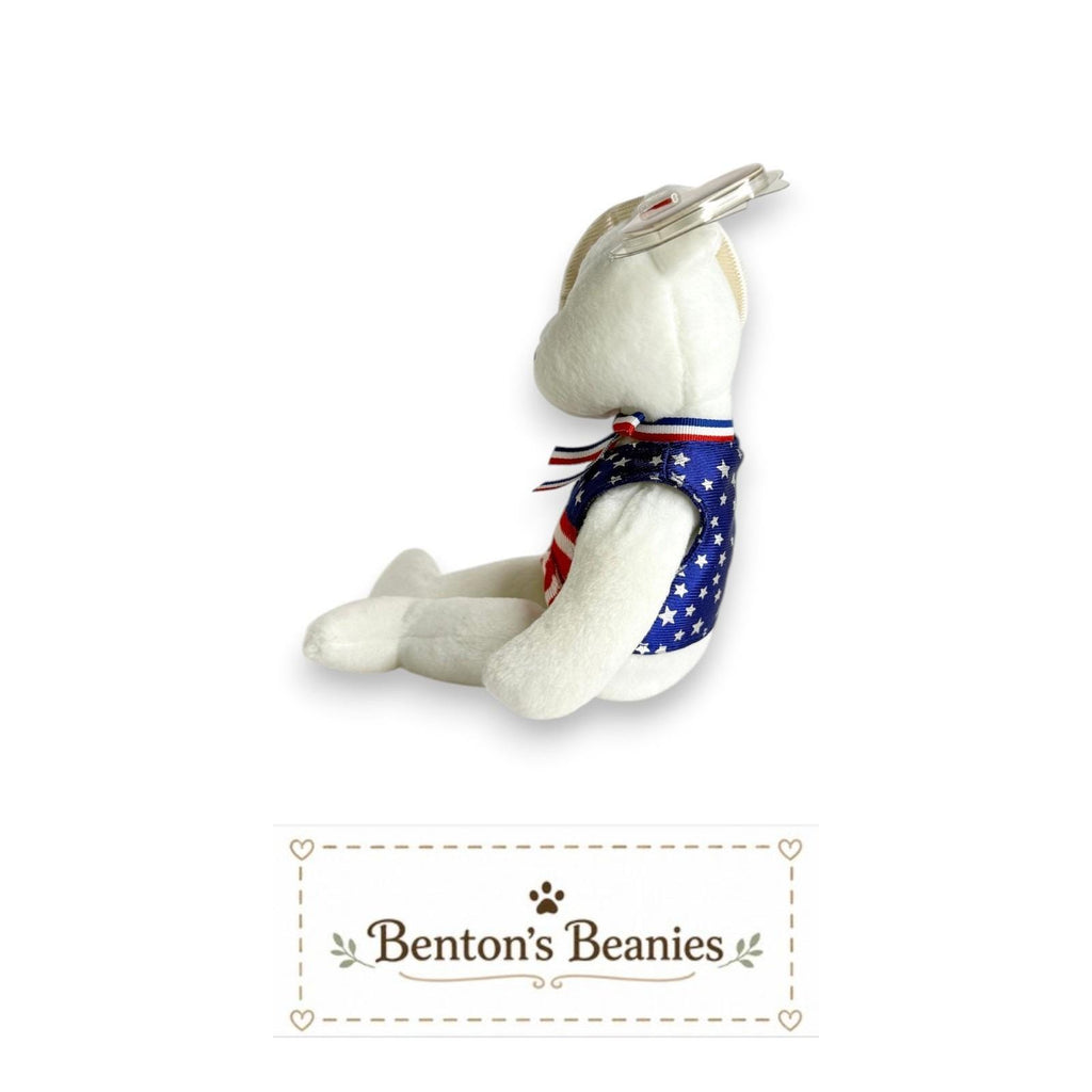 Sam the Patriotic Bear TY Beanie Baby | Mint Heart & Tush Tags