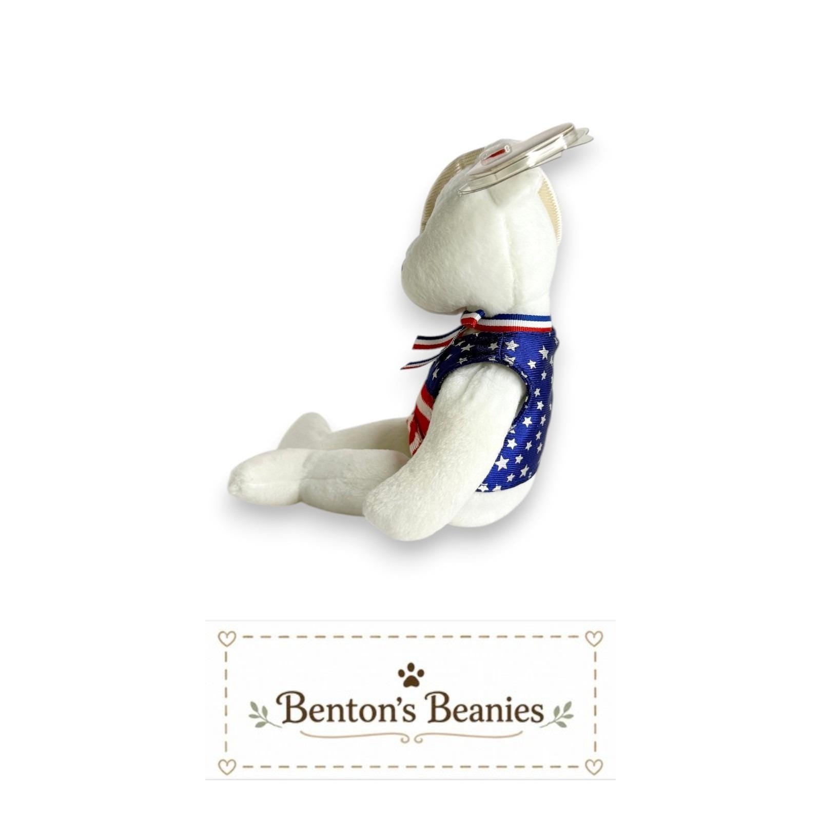 Sam the Patriotic Bear TY Beanie Baby | Mint Heart & Tush Tags