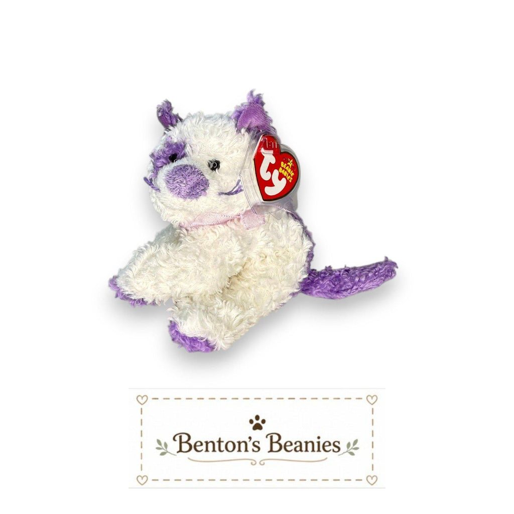 Violetta the Cat Ty Beanie Baby | Lavender Kitty Charm | Mint Heart Tag