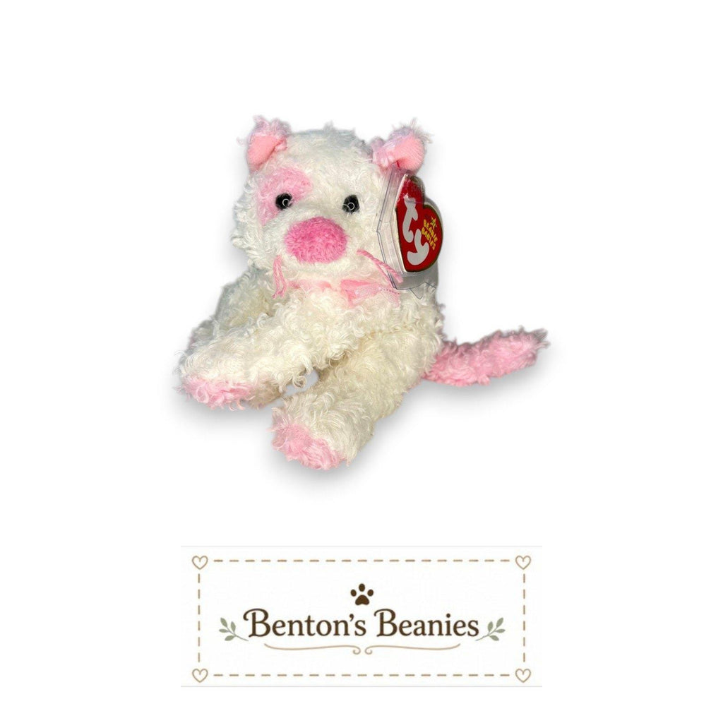 Pinkerton the Cat Ty Beanie Baby | Blushing Kitty Pal | Mint Heart Tag