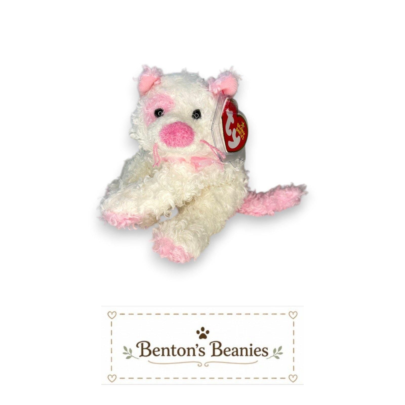 Pinkerton the Cat Ty Beanie Baby | Blushing Kitty Pal | Mint Heart Tag