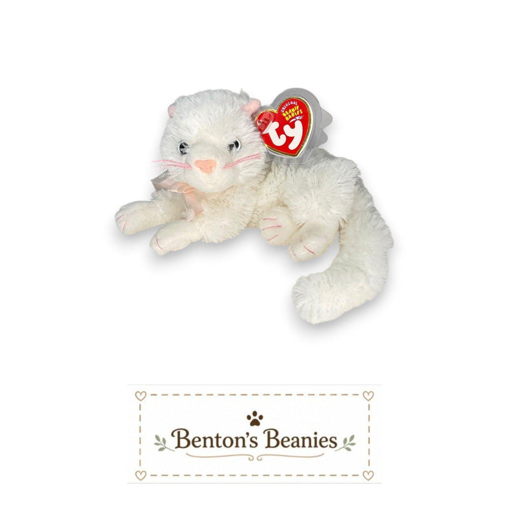 Bianca the Cat Ty Beanie Baby | Pretty Pink Whiskers | Mint Heart Tag
