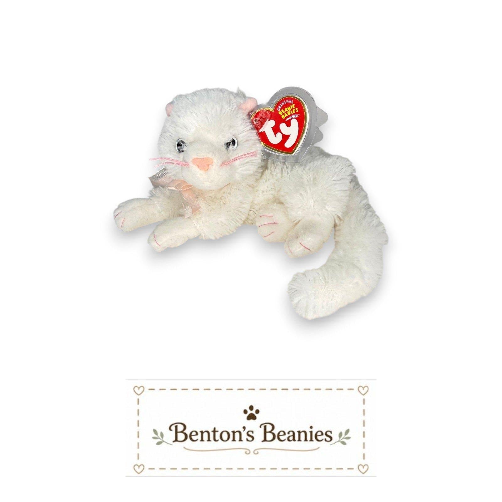 Bianca the Cat Ty Beanie Baby | Pretty Pink Whiskers | Mint Heart Tag