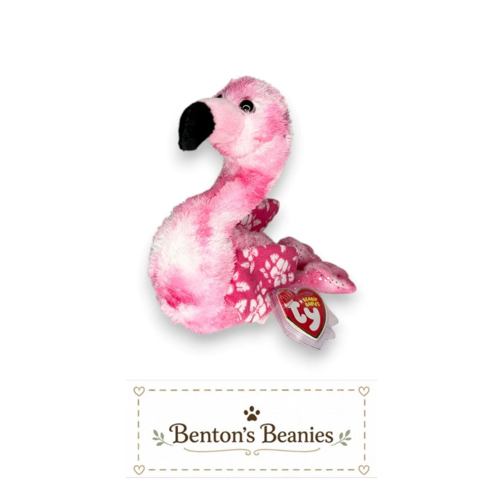 Tiki the Flamingo Ty Beanie Baby | Tropical Pinky Pal | Mint Heart Tag