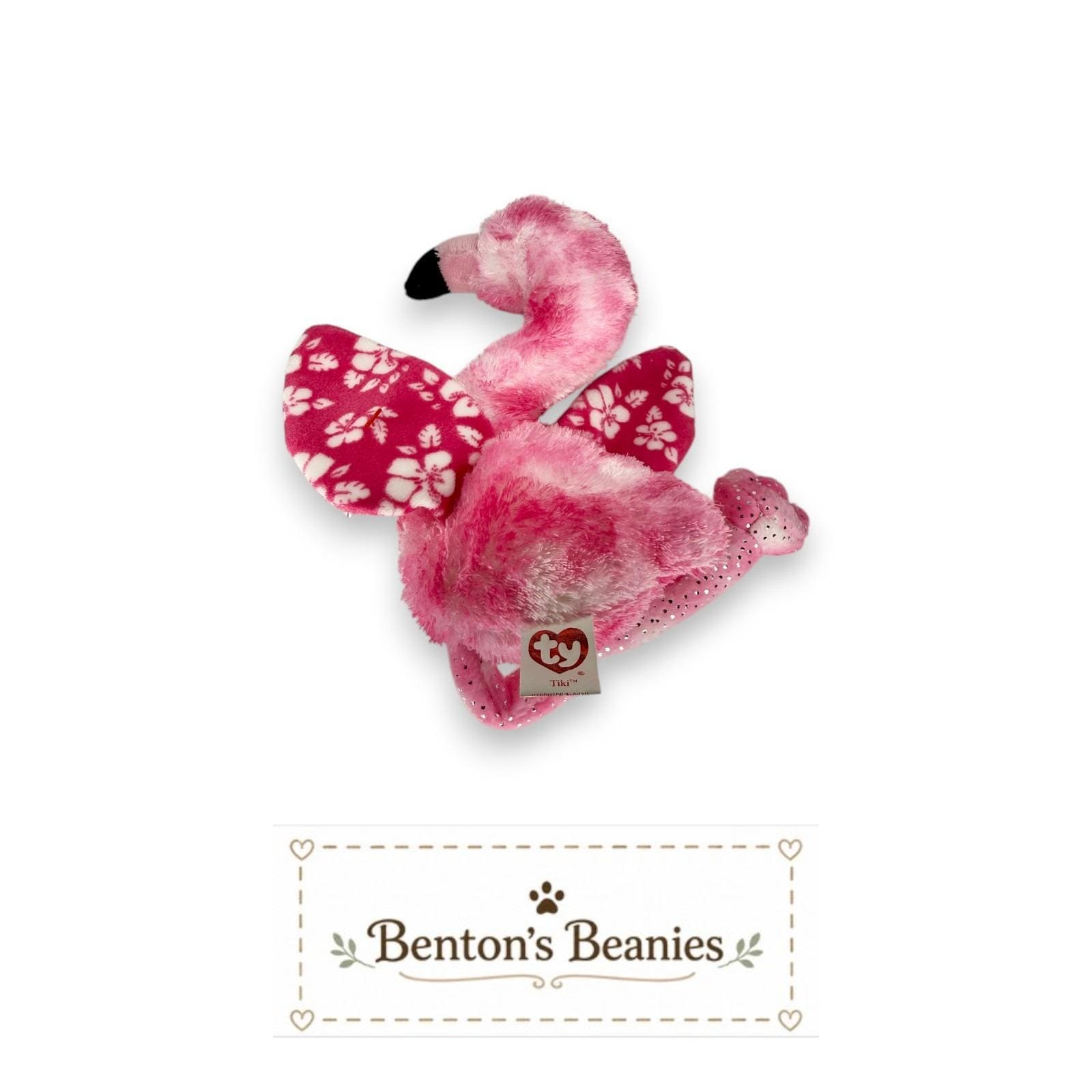 Tiki the Flamingo Ty Beanie Baby | Tropical Pinky Pal | Mint Heart Tag