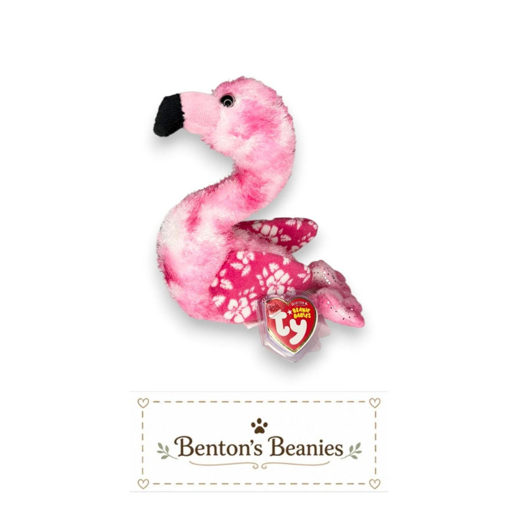 Tiki the Flamingo Ty Beanie Baby | Tropical Pinky Pal | Mint Heart Tag
