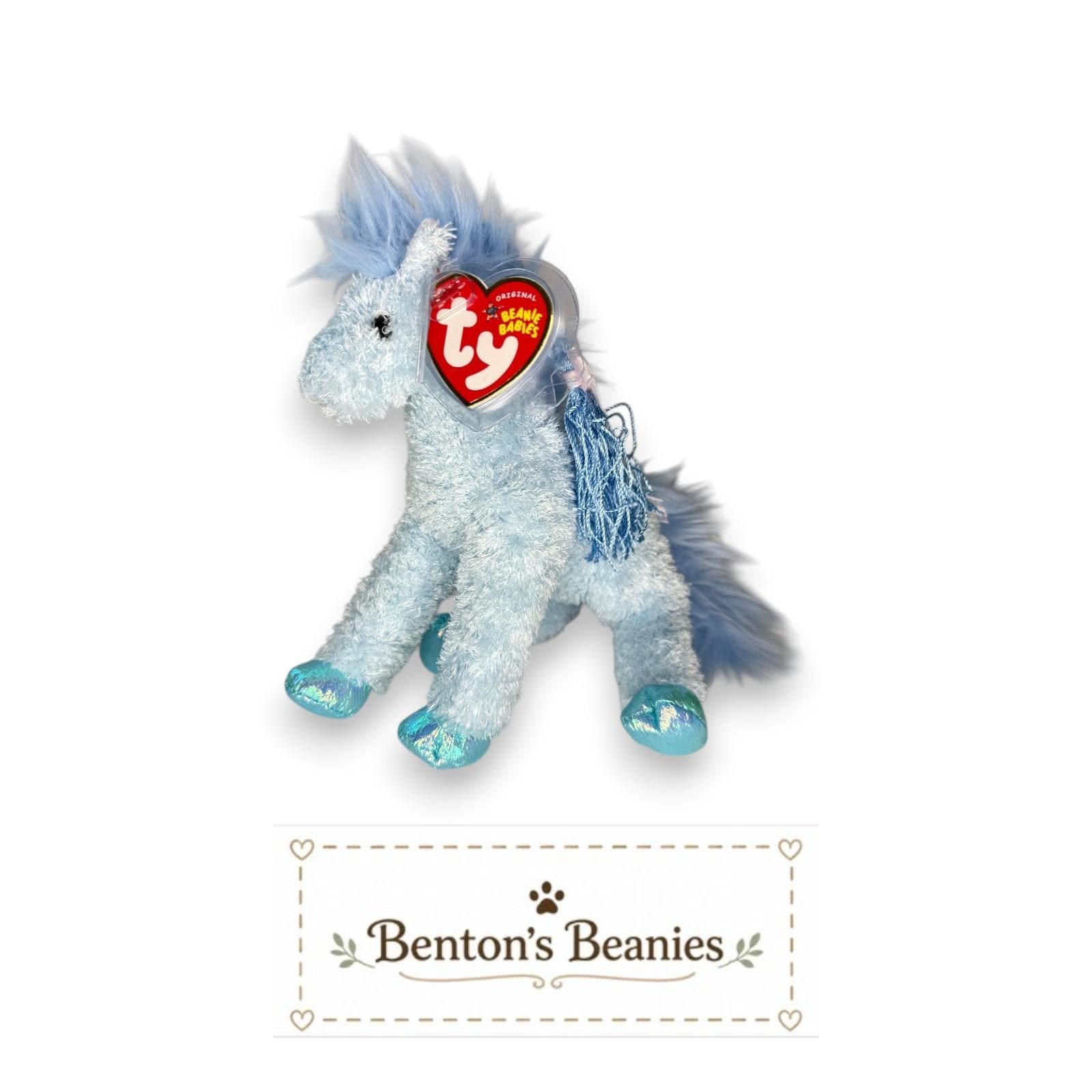 Charming the Horse Ty Beanie Baby | Sea Blue Beauty | Mint Heart Tag