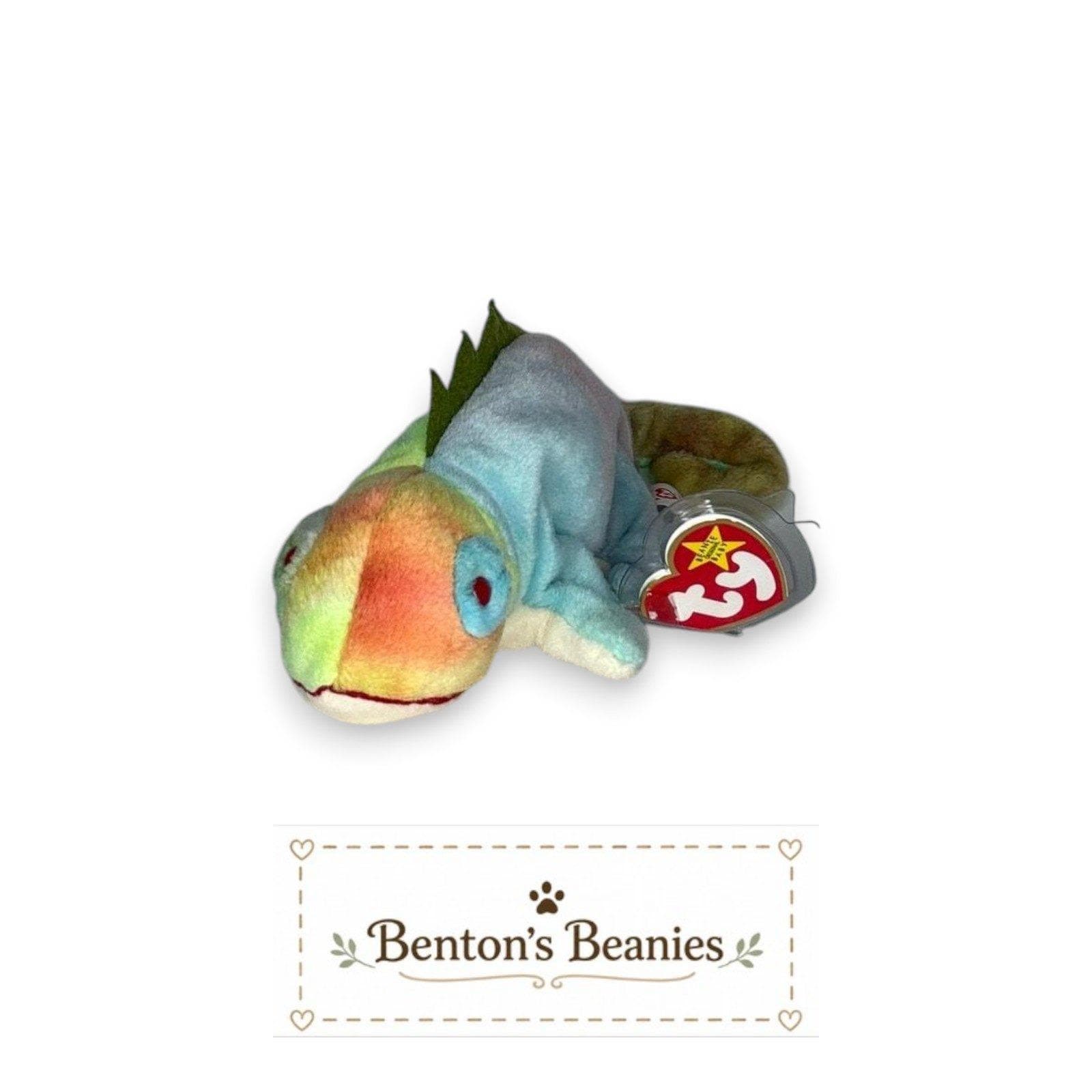 Iggy the Chameleon TY Beanie Baby | Mint Heart & Tush Tag