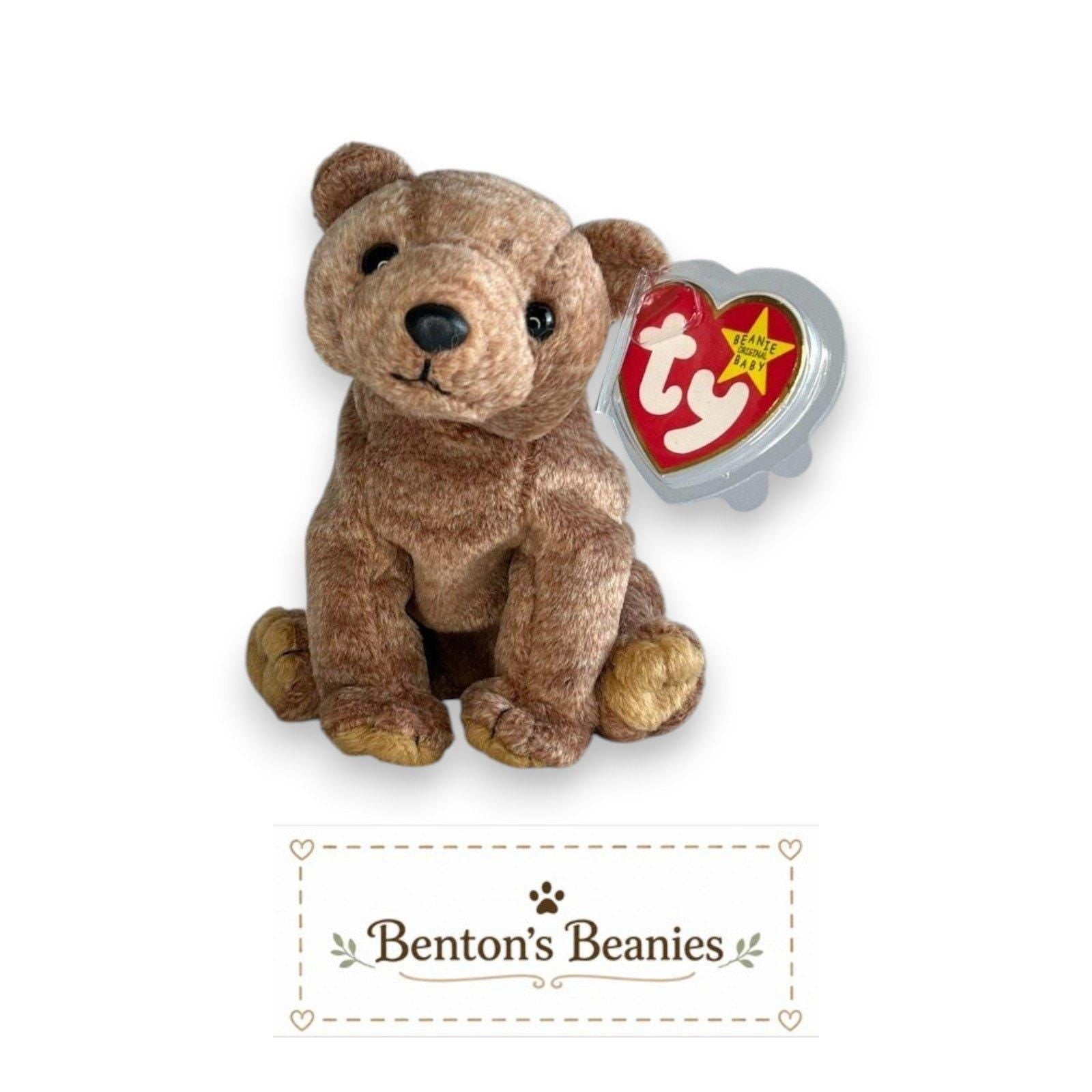 Pecan the Bear TY Beanie Baby | Mint Heart & Tush Tag