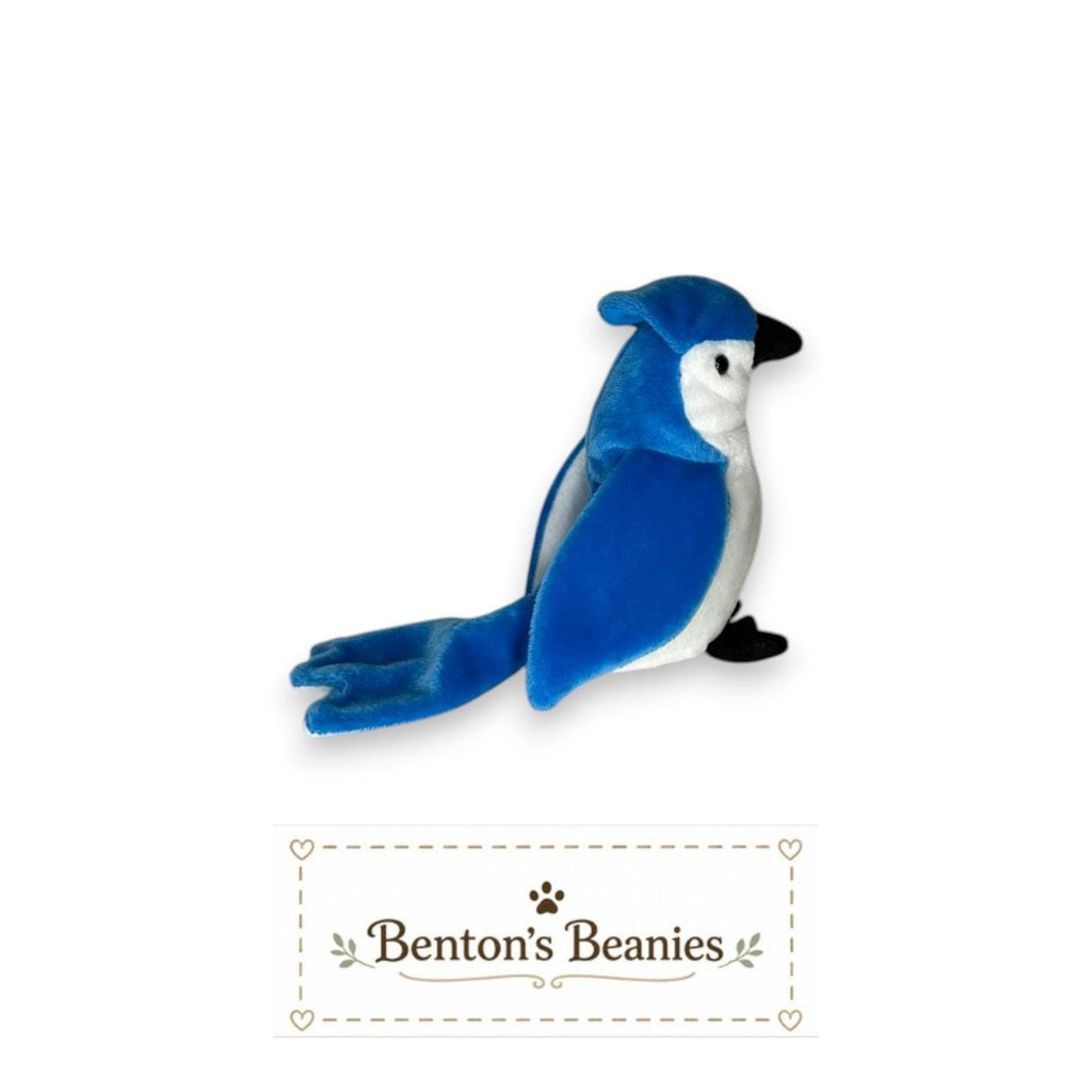 Rocket the Blue Jay Ty Beanie Baby | Backyard Birdwatcher | Mint Heart Tag