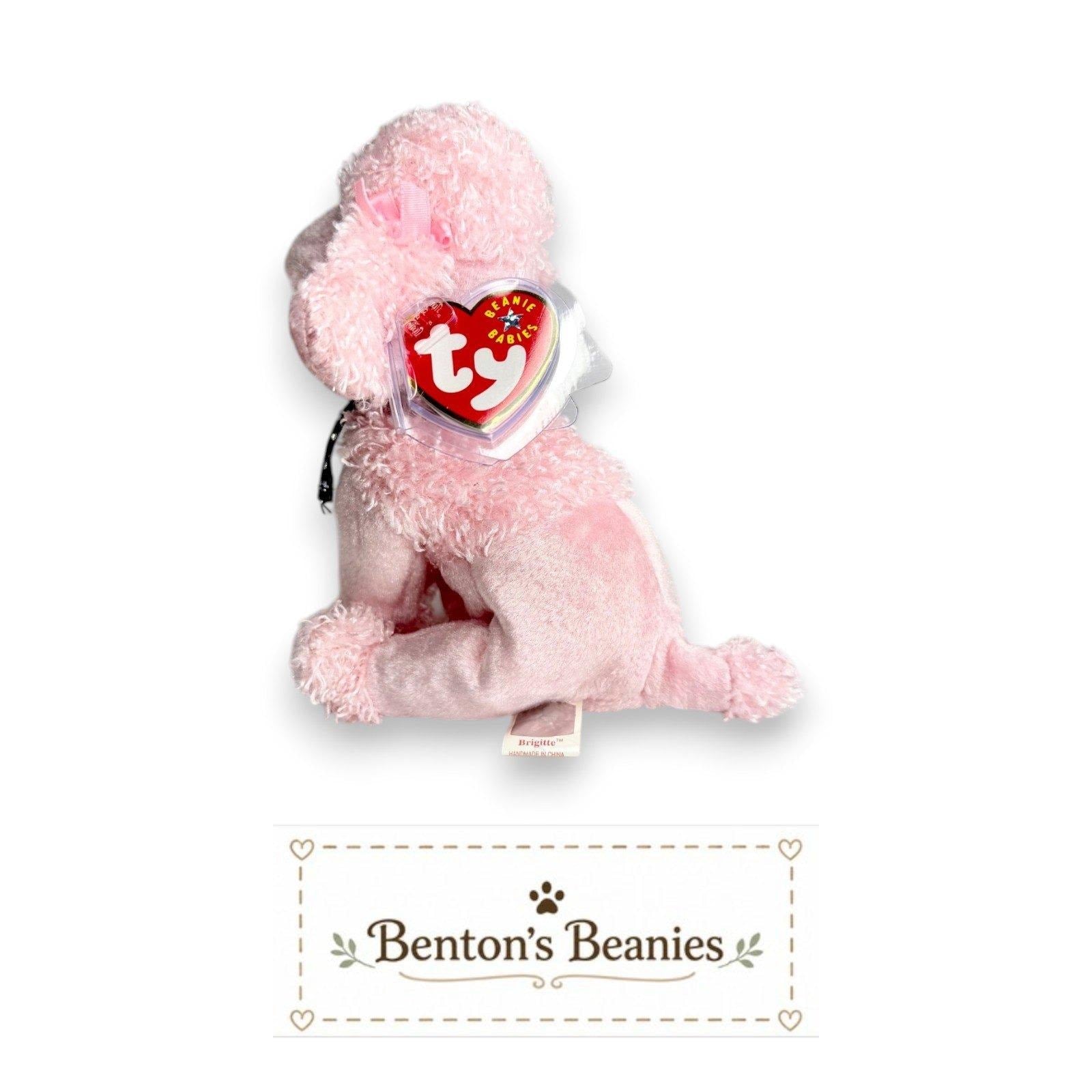 Brigitte the Poodle Ty Beanie Baby | Parisian Pink Pup | Mint Heart Tag