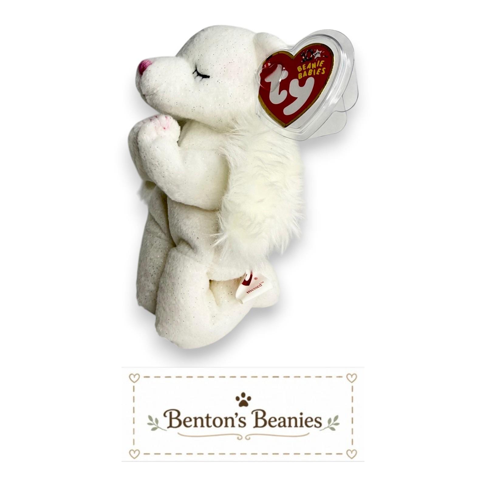 Blessed the Bear Ty Beanie Baby | Praying Guardian | Mint Heart Tag