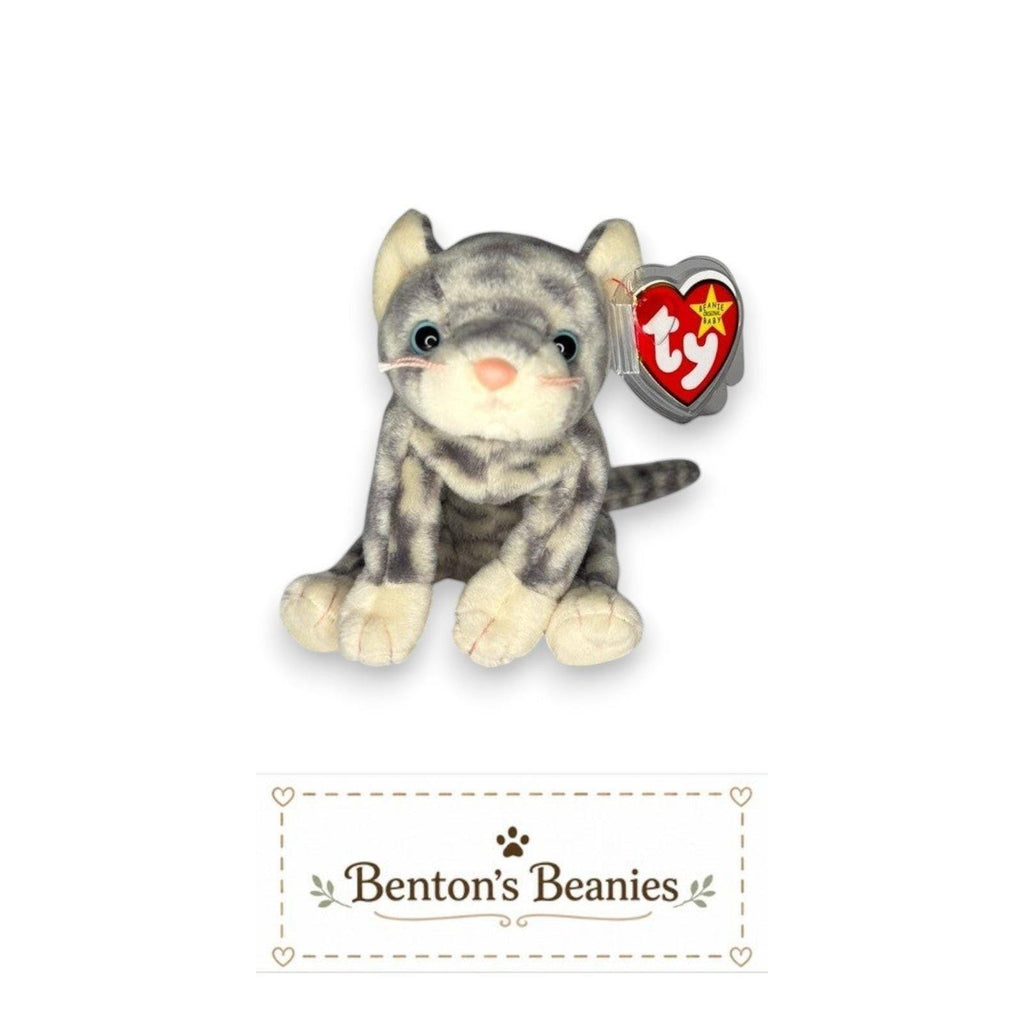 Silver the Cat Ty Beanie Baby | Blue-Eyed Beauty | Mint Heart Tag