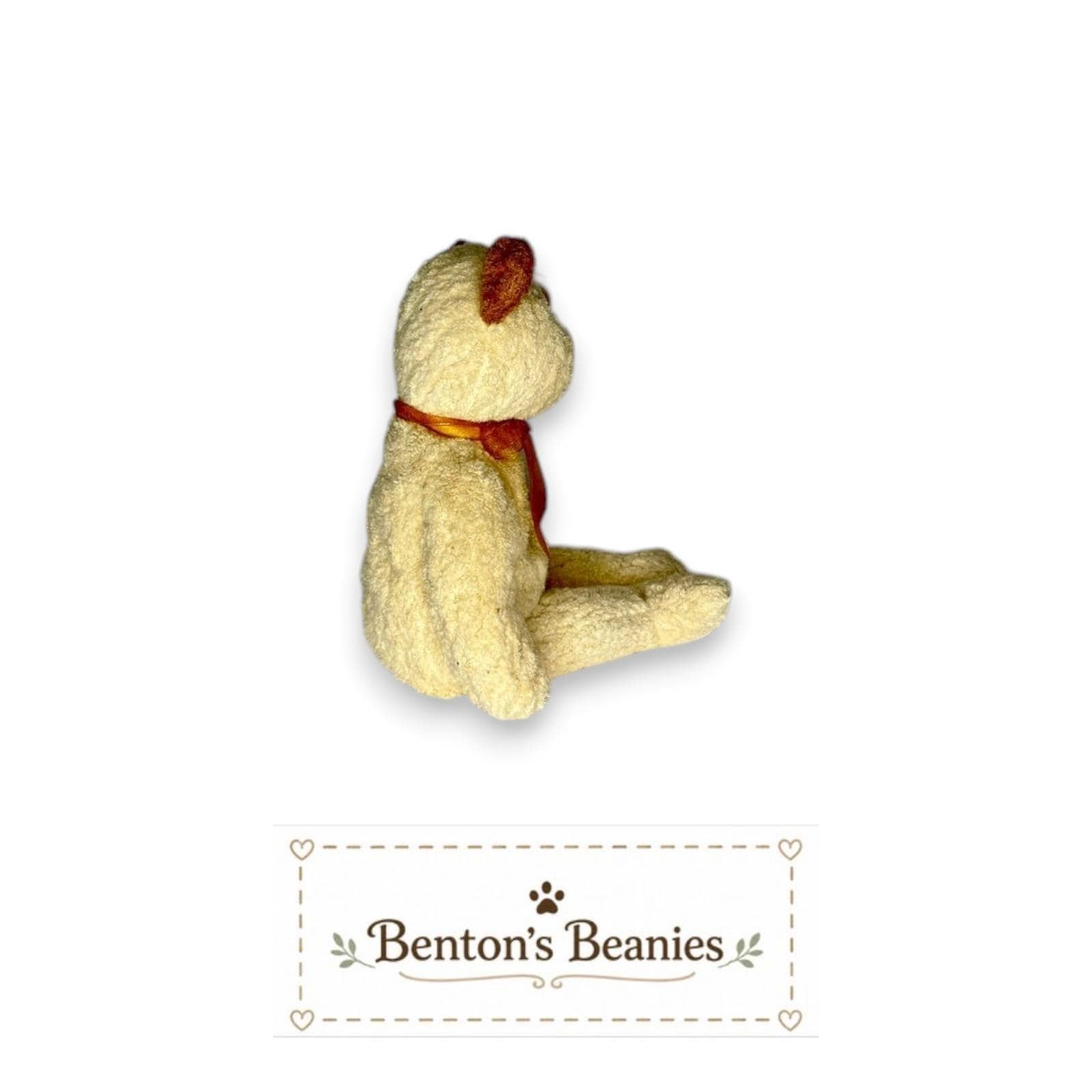 Huggy the Bear Ty Beanie Baby | Golden Ribbon Cuddler | Mint Heart Tag
